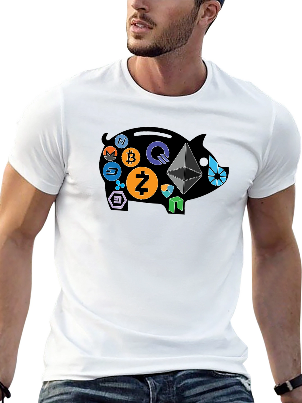 Crypto Piggy Bank Black T-Shirt