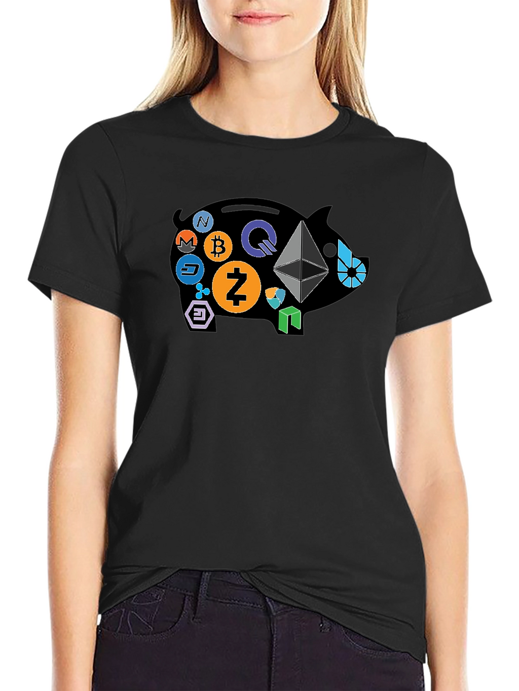 Crypto Piggy Bank Black T-Shirt