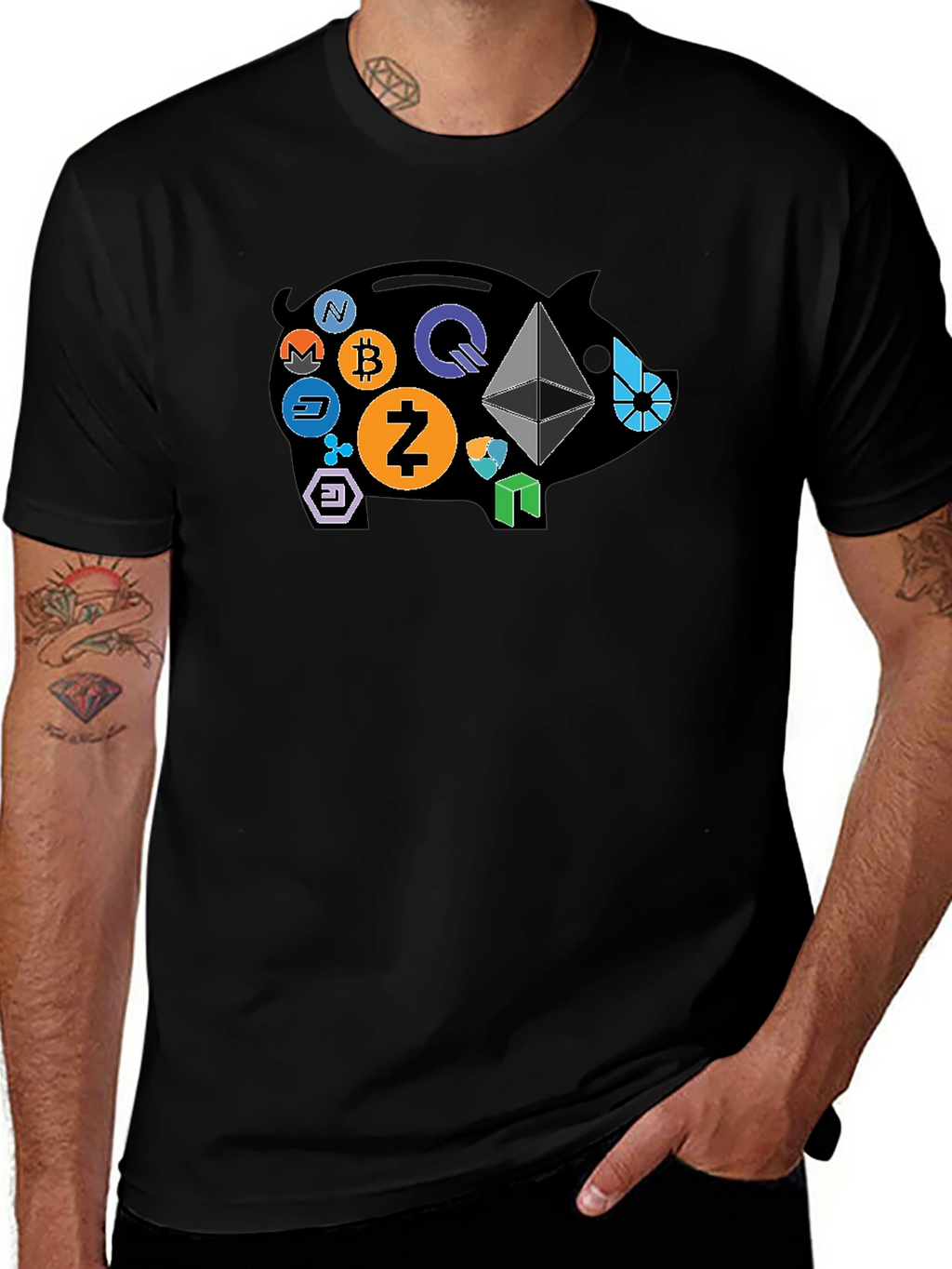 Crypto Piggy Bank Black T-Shirt