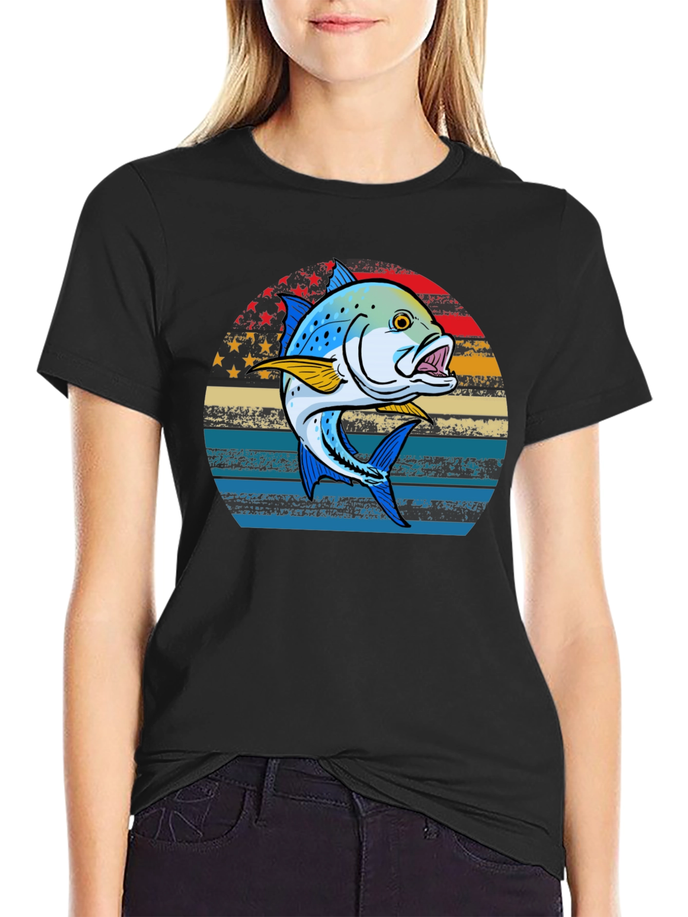 Fishing T-Shirt: Patriotic Fish Graphic Tee