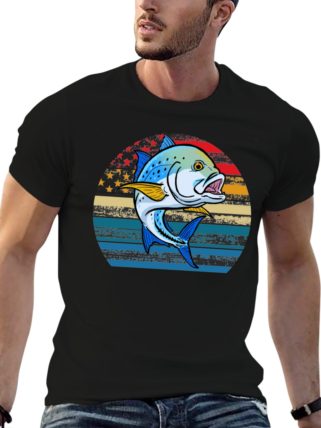 Fishing T-Shirt: Patriotic Fish Graphic Tee