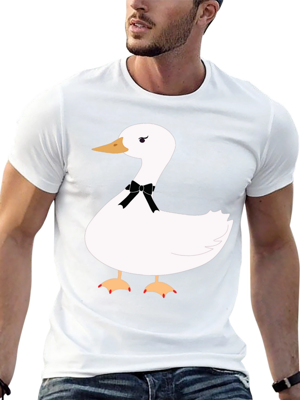 Funny Goose Bowtie T-Shirt - Casual Black Tee