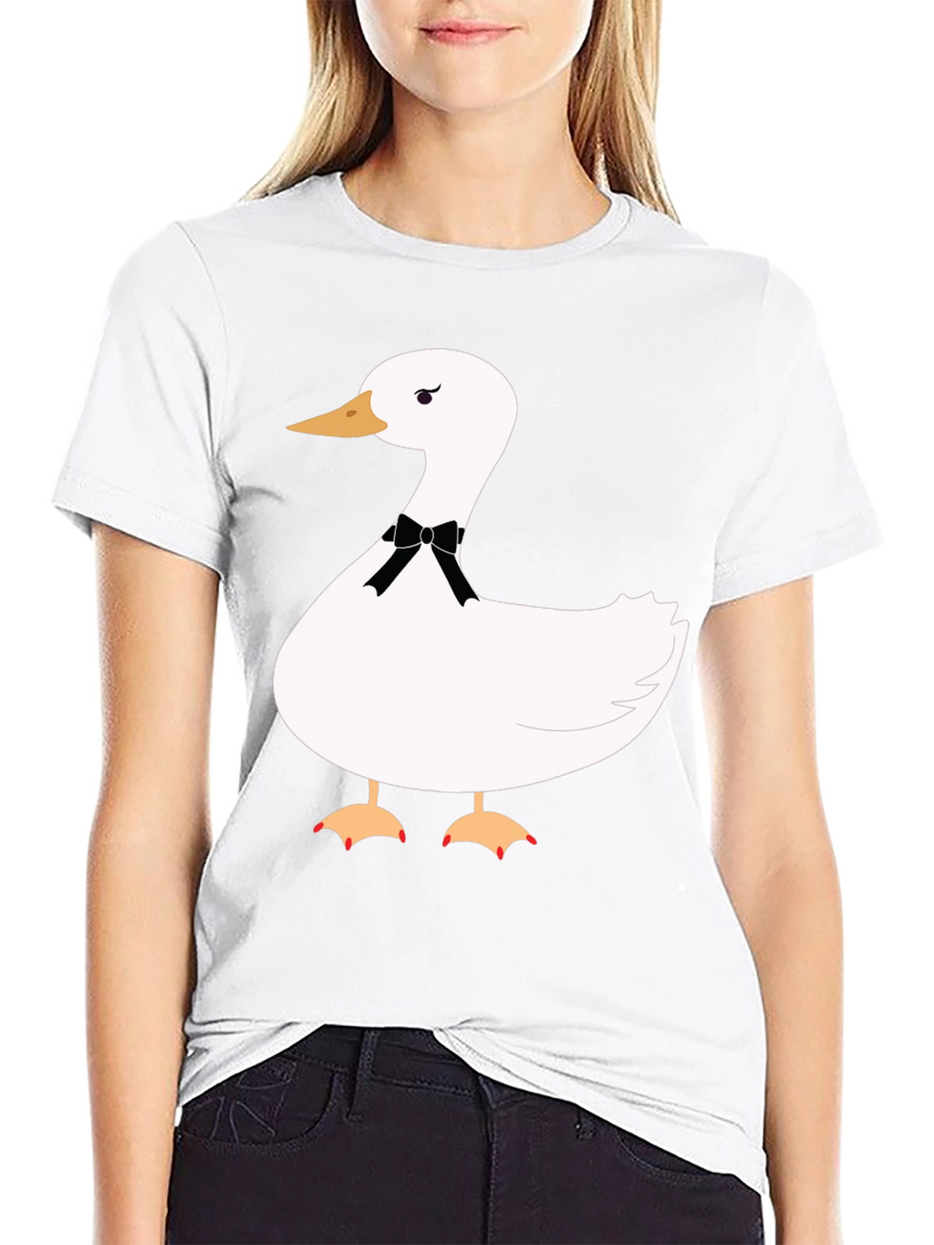 Funny Goose Bowtie T-Shirt - Casual Black Tee