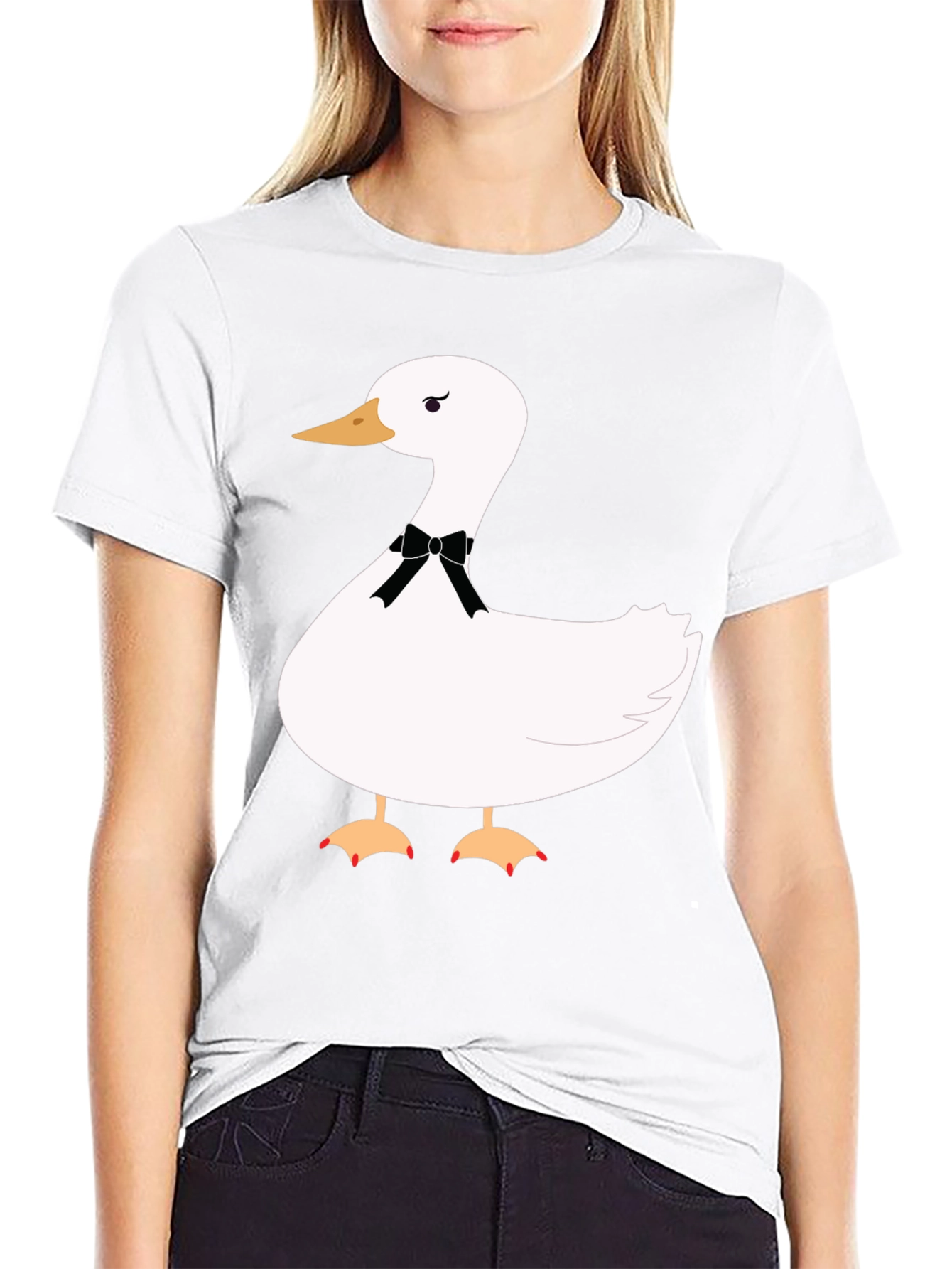 Funny Goose Bowtie T-Shirt - Casual Black Tee