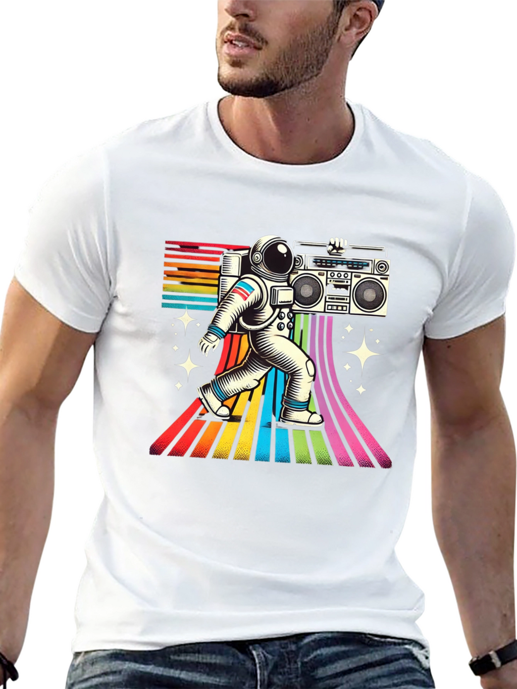 Retro Astronaut Boombox T-Shirt