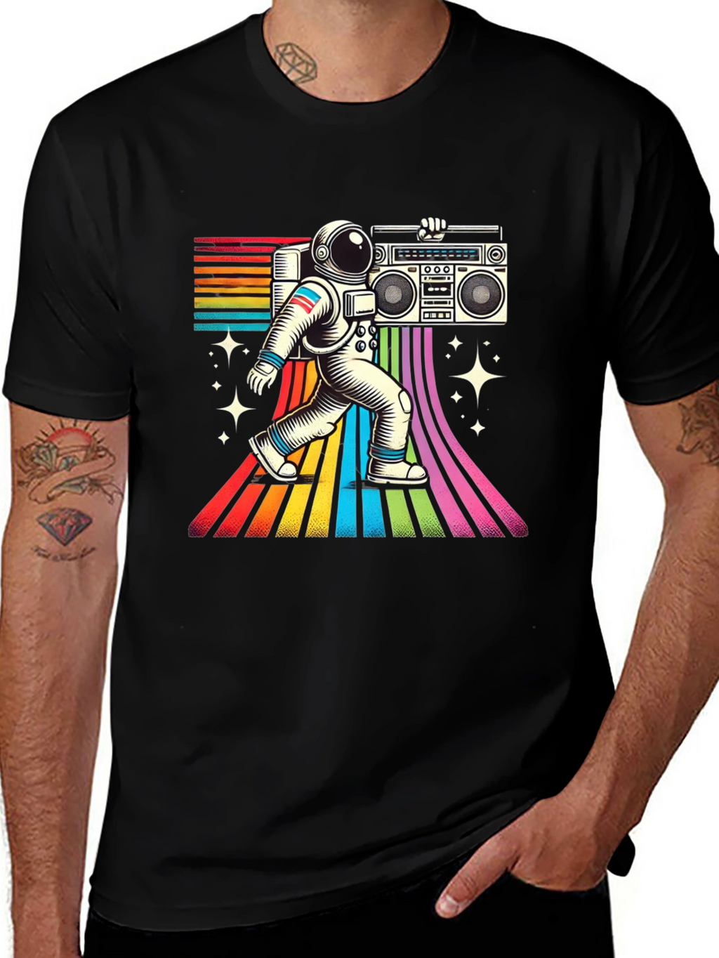 Retro Astronaut Boombox T-Shirt