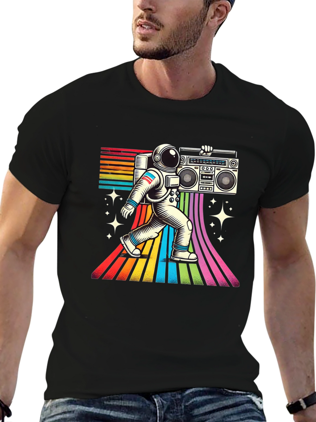 Retro Astronaut Boombox T-Shirt