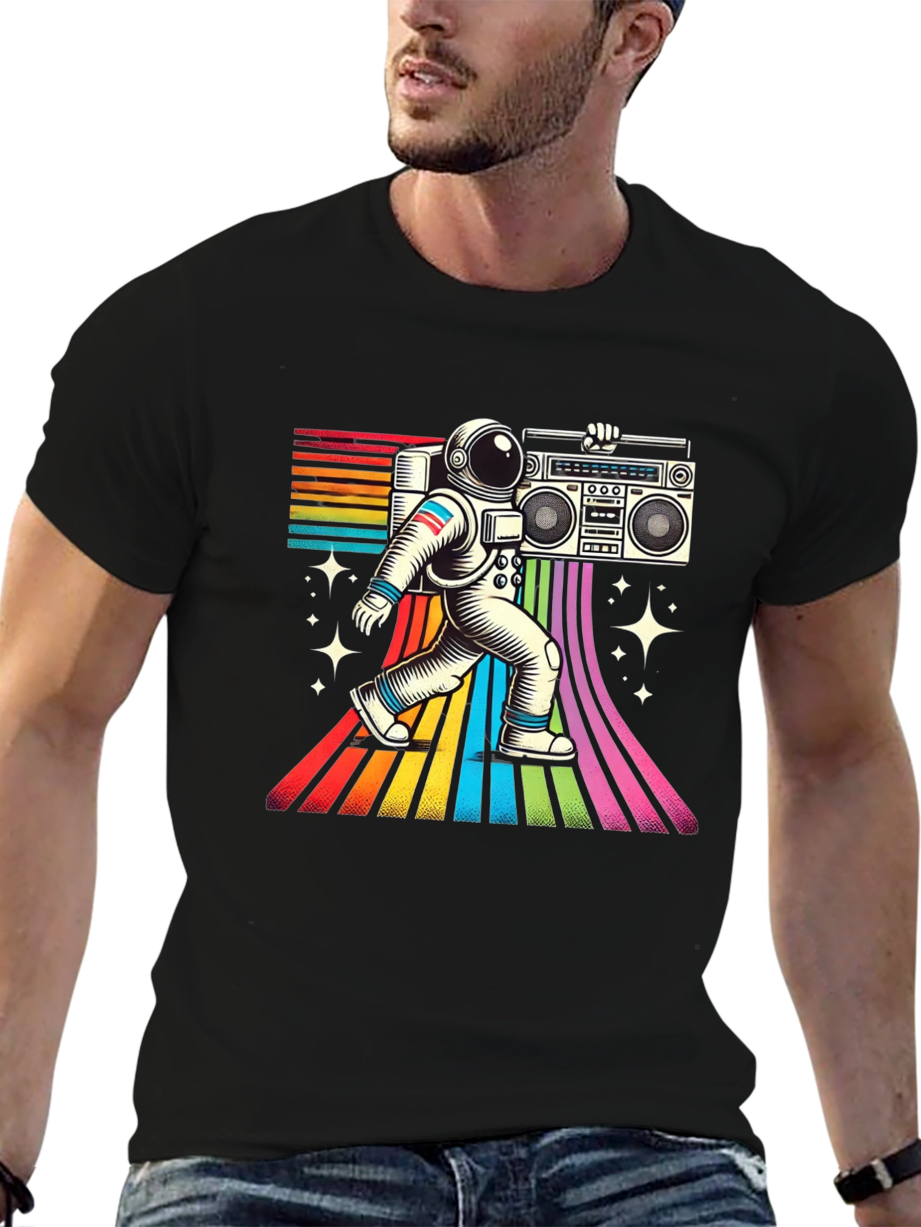 Retro Astronaut Boombox T-Shirt