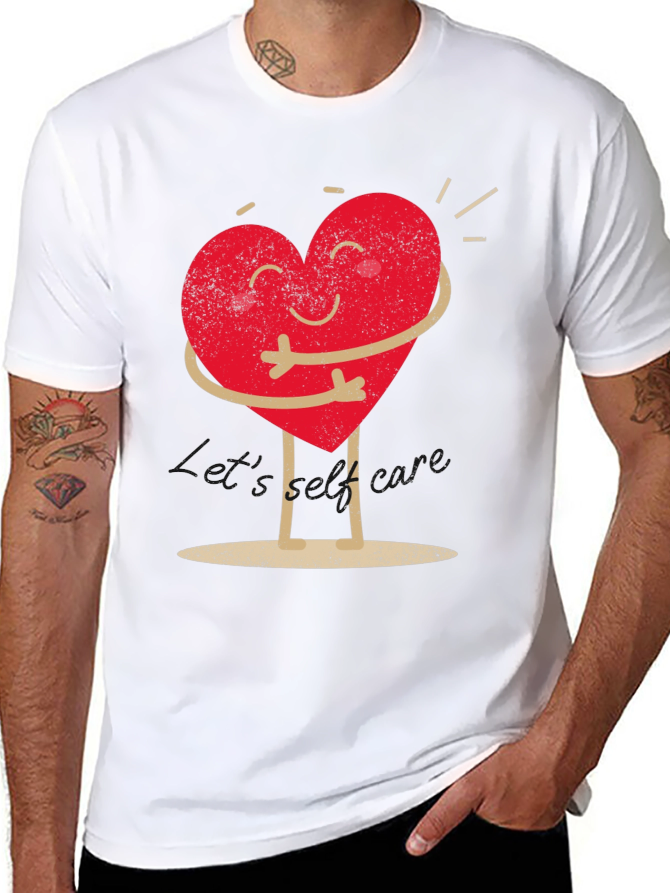 Heart Hug Graphic T-Shirt - Black Casual Wear