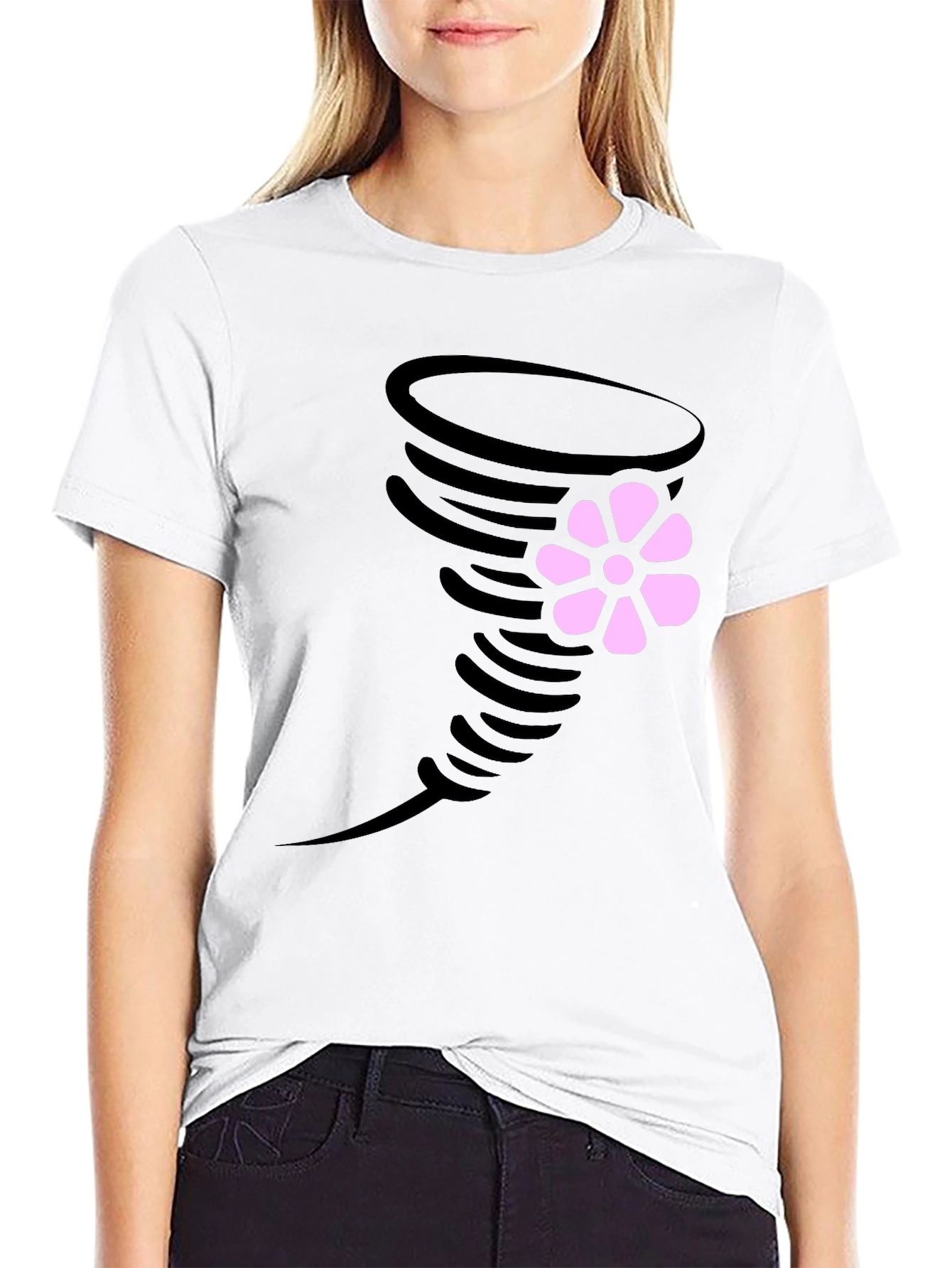Tornado Flower Graphic T-Shirt - Casual Wear