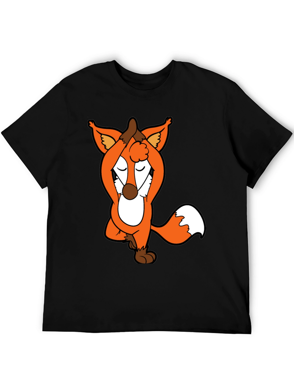 Yoga Fox Graphic Tee - Meditating Cartoon T-Shirt