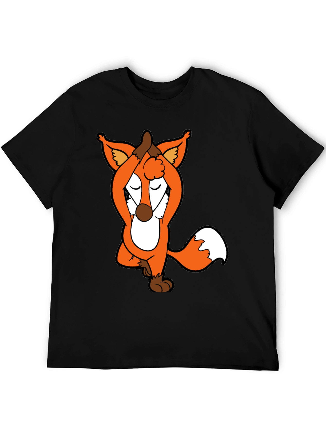 Yoga Fox Graphic Tee - Meditating Cartoon T-Shirt