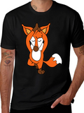 Yoga Fox Graphic Tee - Meditating Cartoon T-Shirt