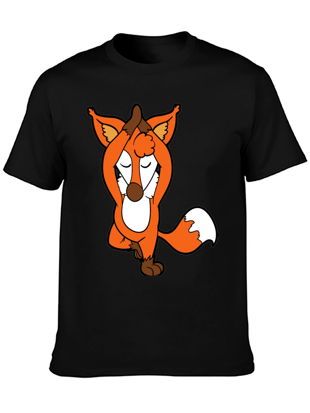 Yoga Fox Graphic Tee - Meditating Cartoon T-Shirt