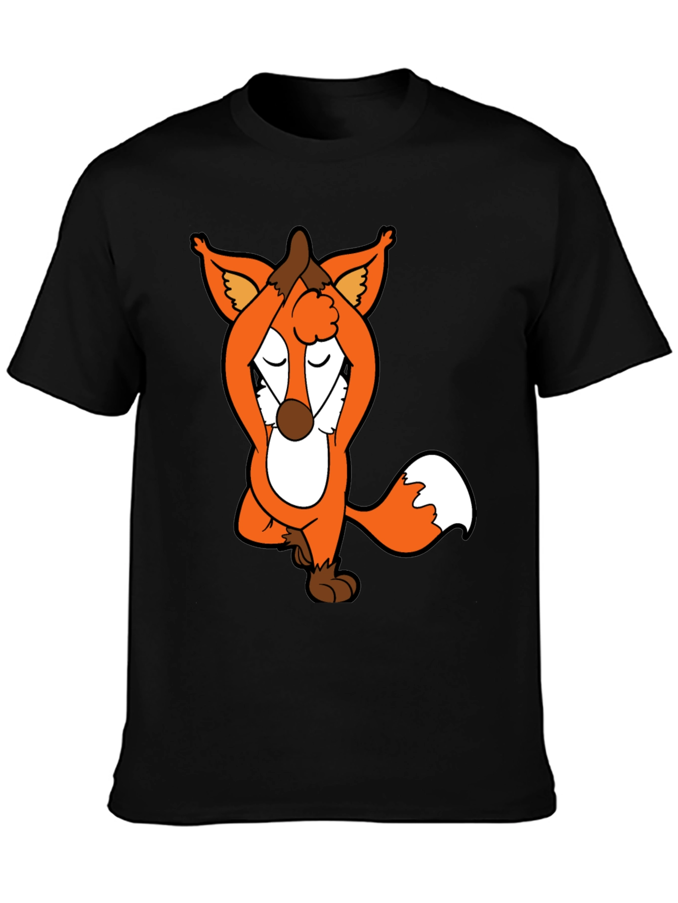 Yoga Fox Graphic Tee - Meditating Cartoon T-Shirt