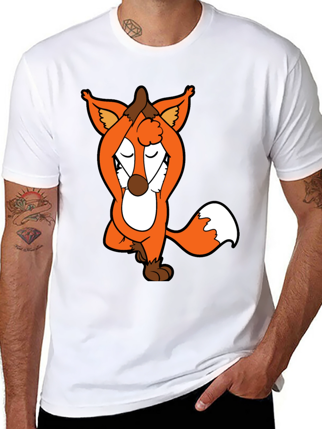 Yoga Fox Graphic Tee - Meditating Cartoon T-Shirt