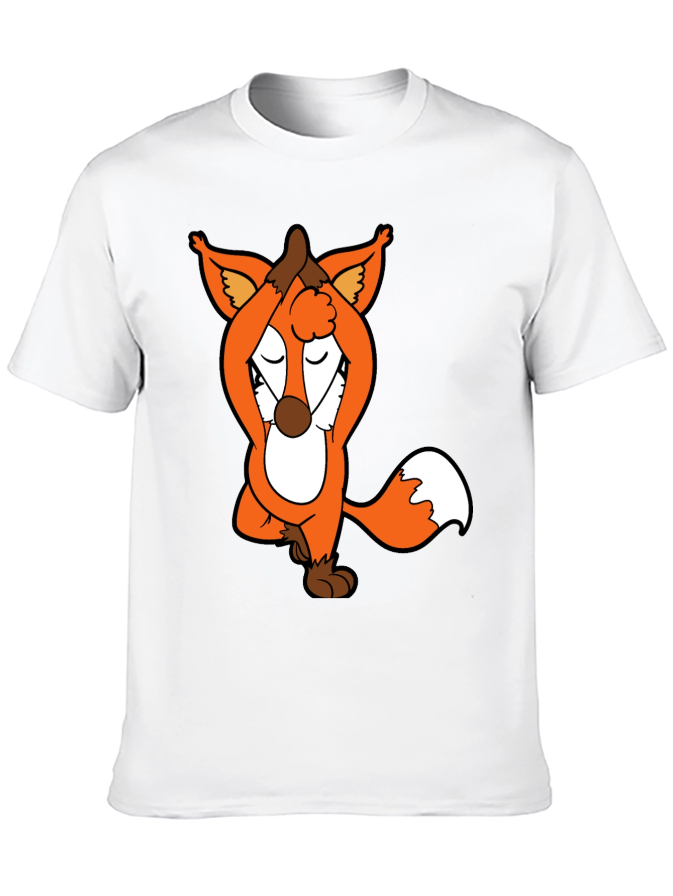 Yoga Fox Graphic Tee - Meditating Cartoon T-Shirt