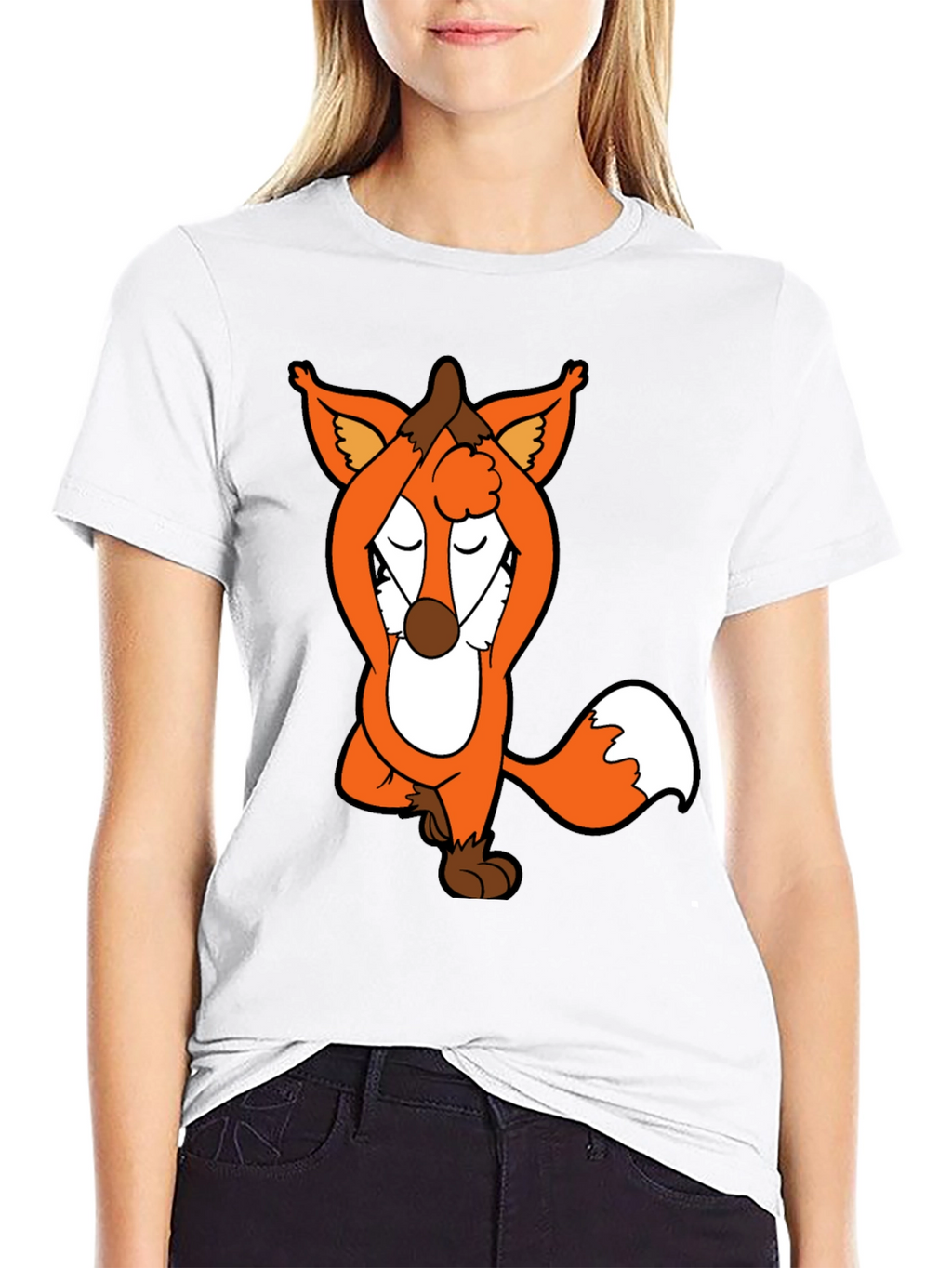 Yoga Fox Graphic Tee - Meditating Cartoon T-Shirt