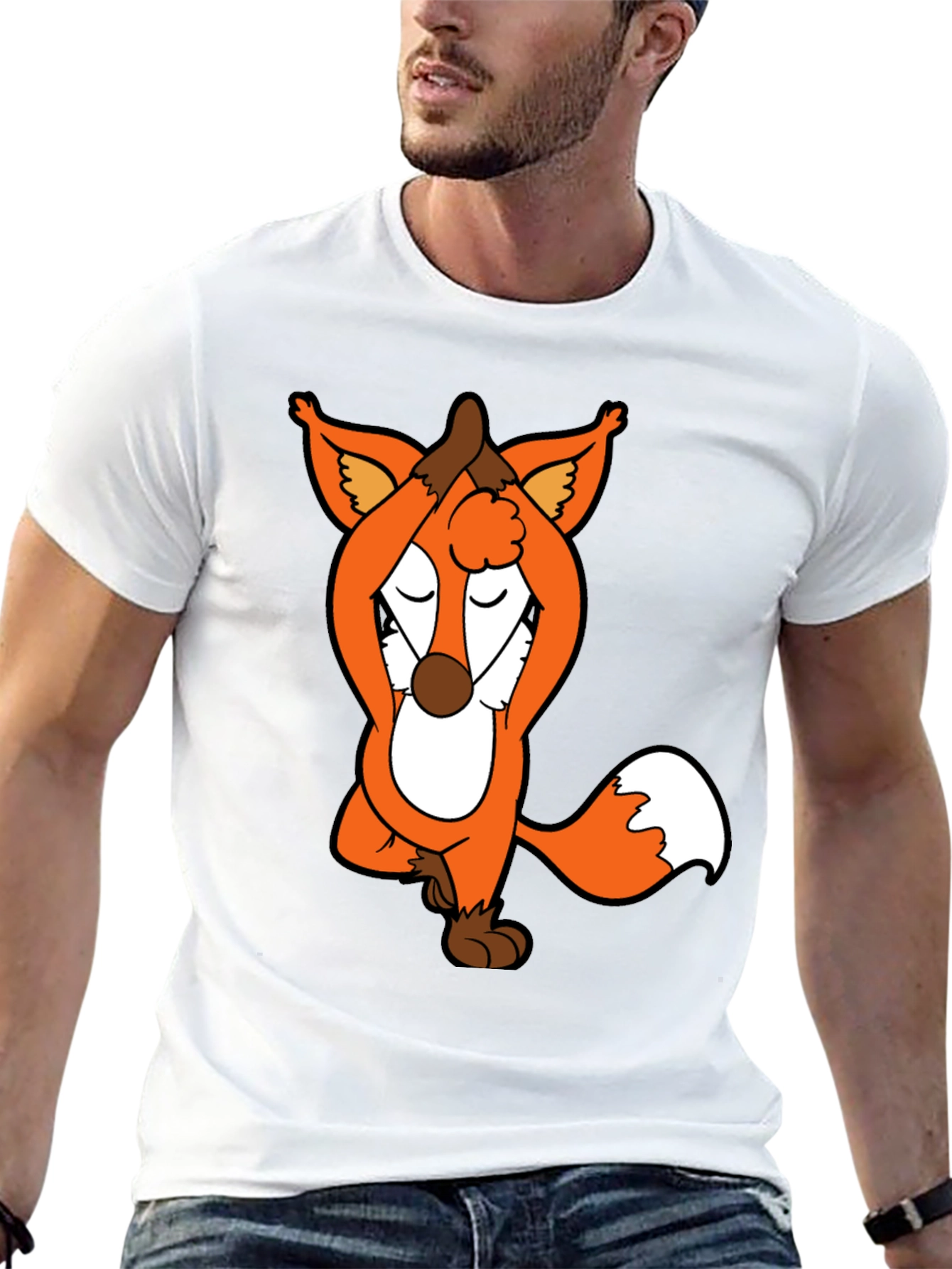 Yoga Fox Graphic Tee - Meditating Cartoon T-Shirt