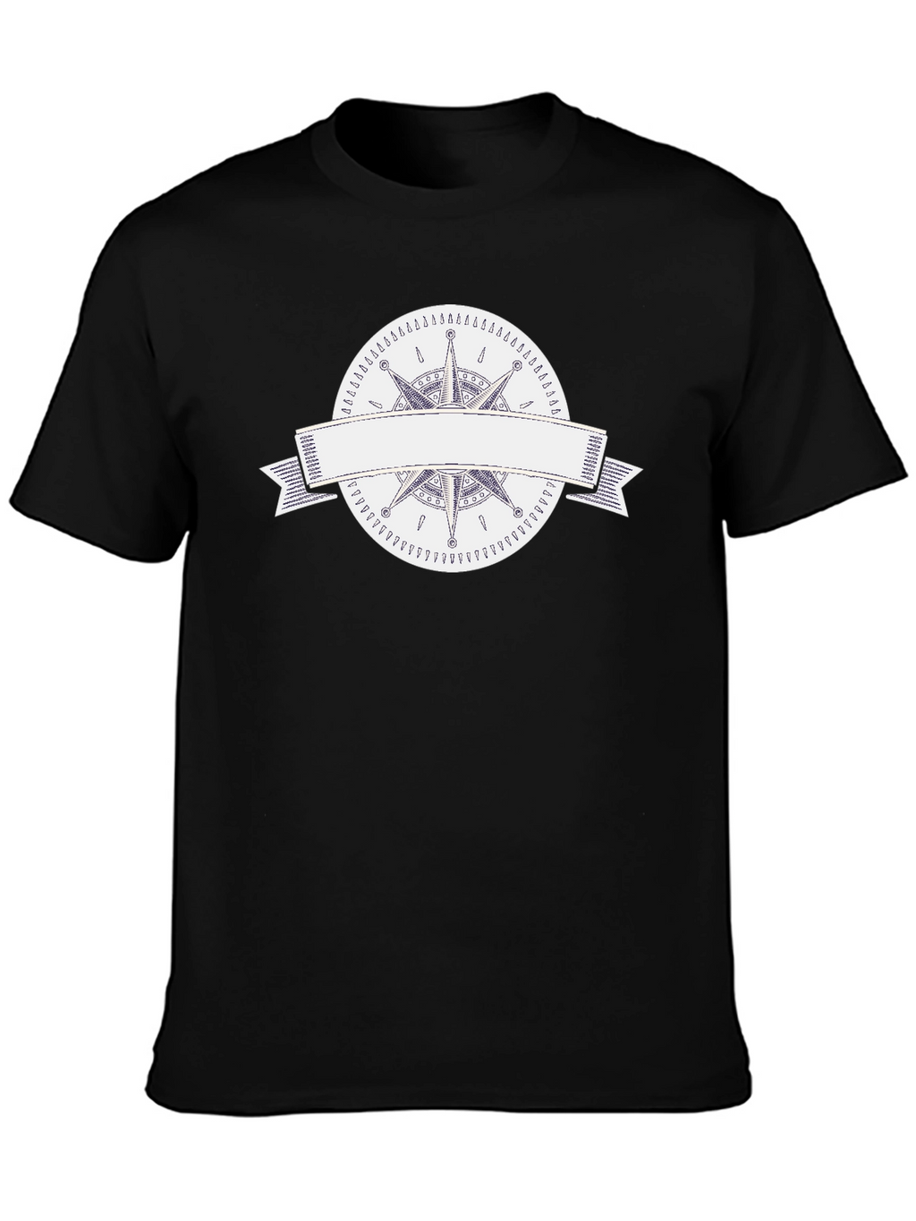 Mens Black T-Shirt with Compass Rose Graphic