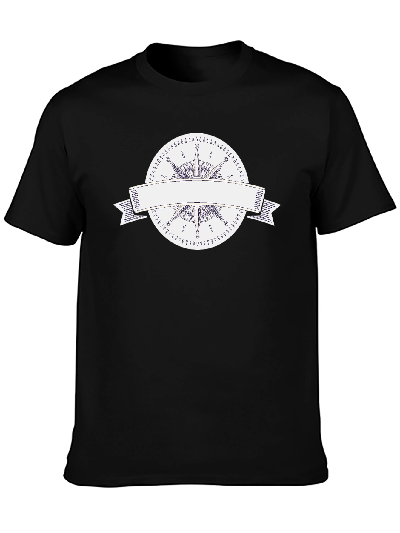Mens Black T-Shirt with Compass Rose Graphic