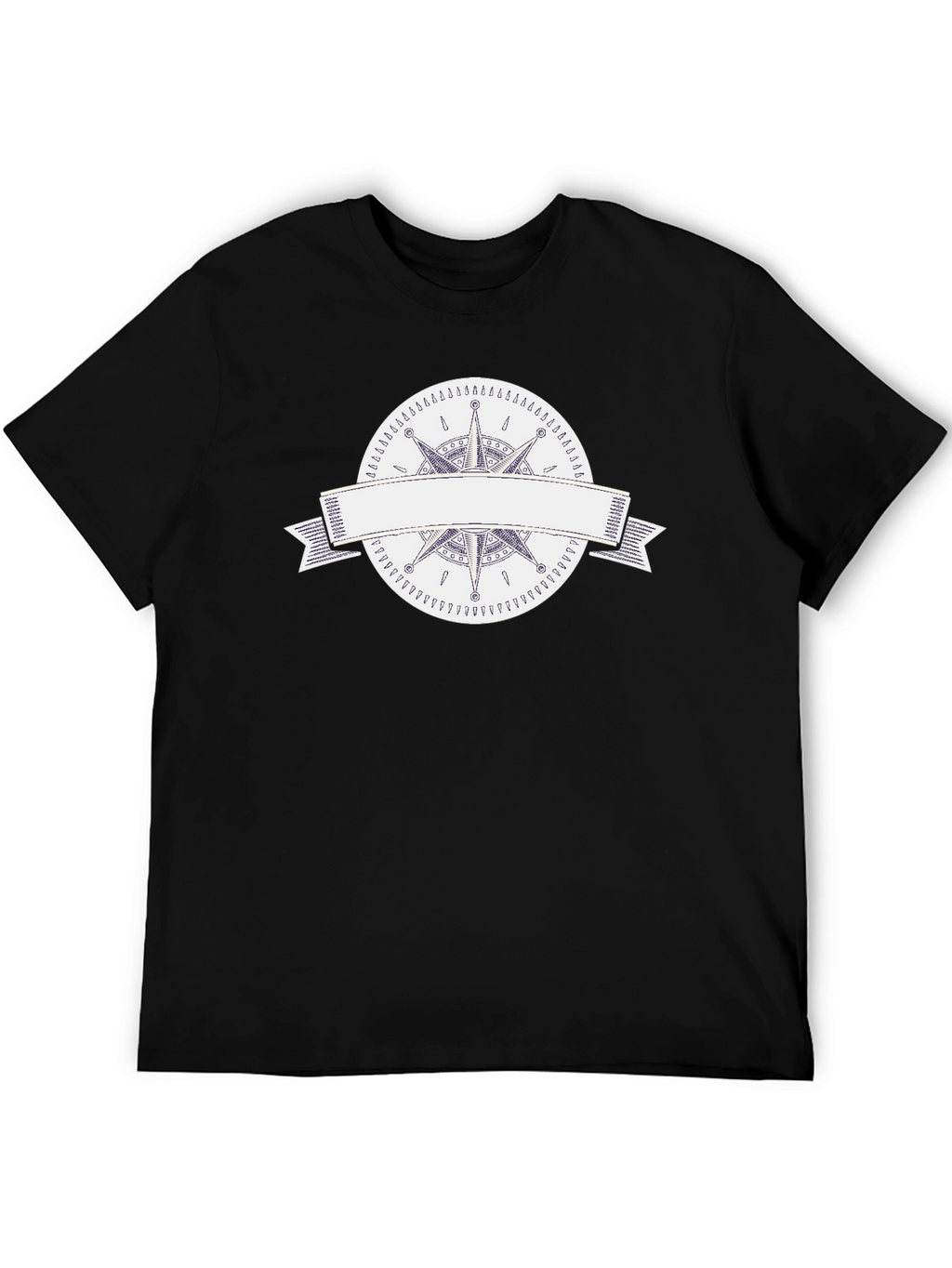 Mens Black T-Shirt with Compass Rose Graphic