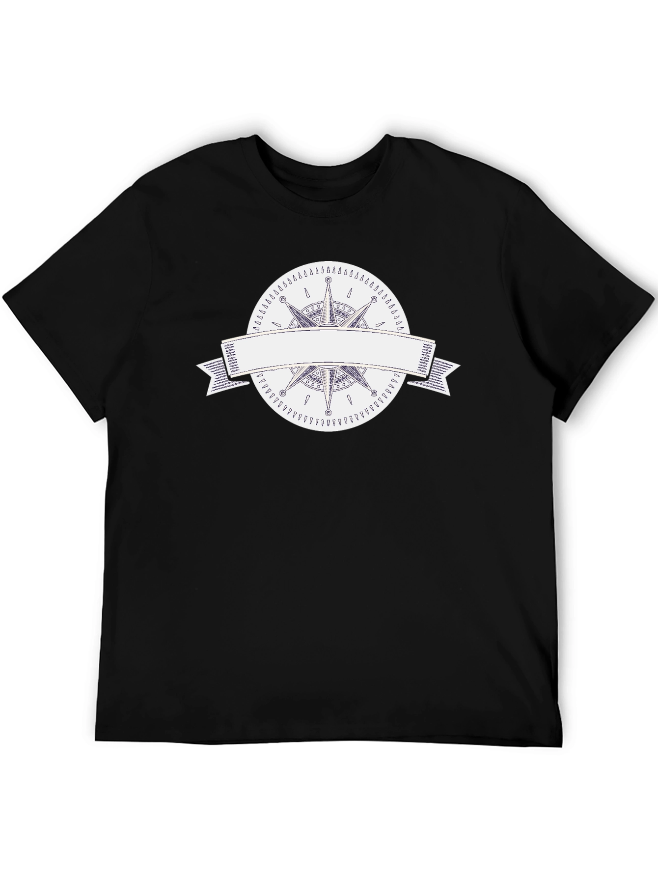 Mens Black T-Shirt with Compass Rose Graphic