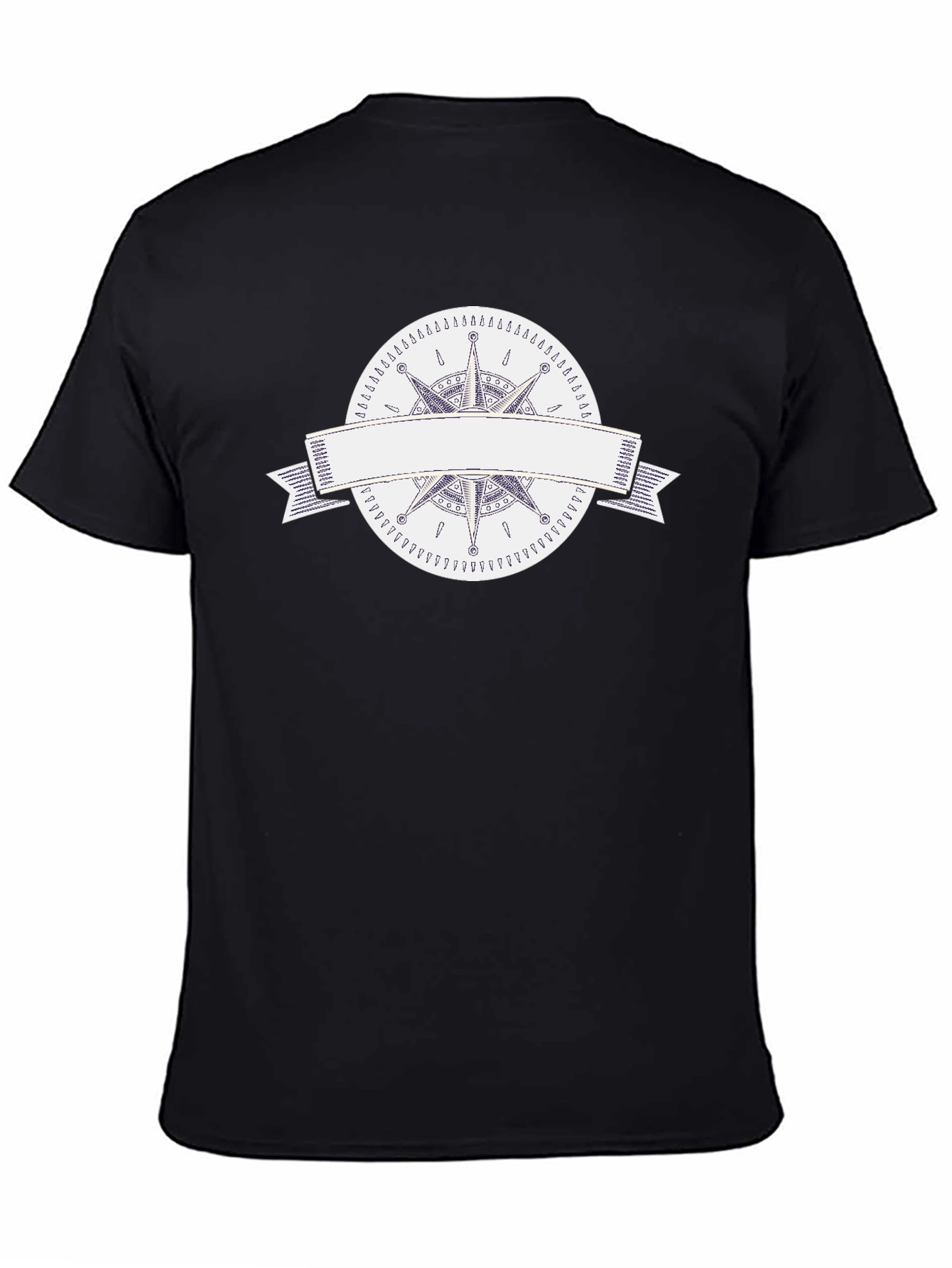 Mens Black T-Shirt with Compass Rose Graphic