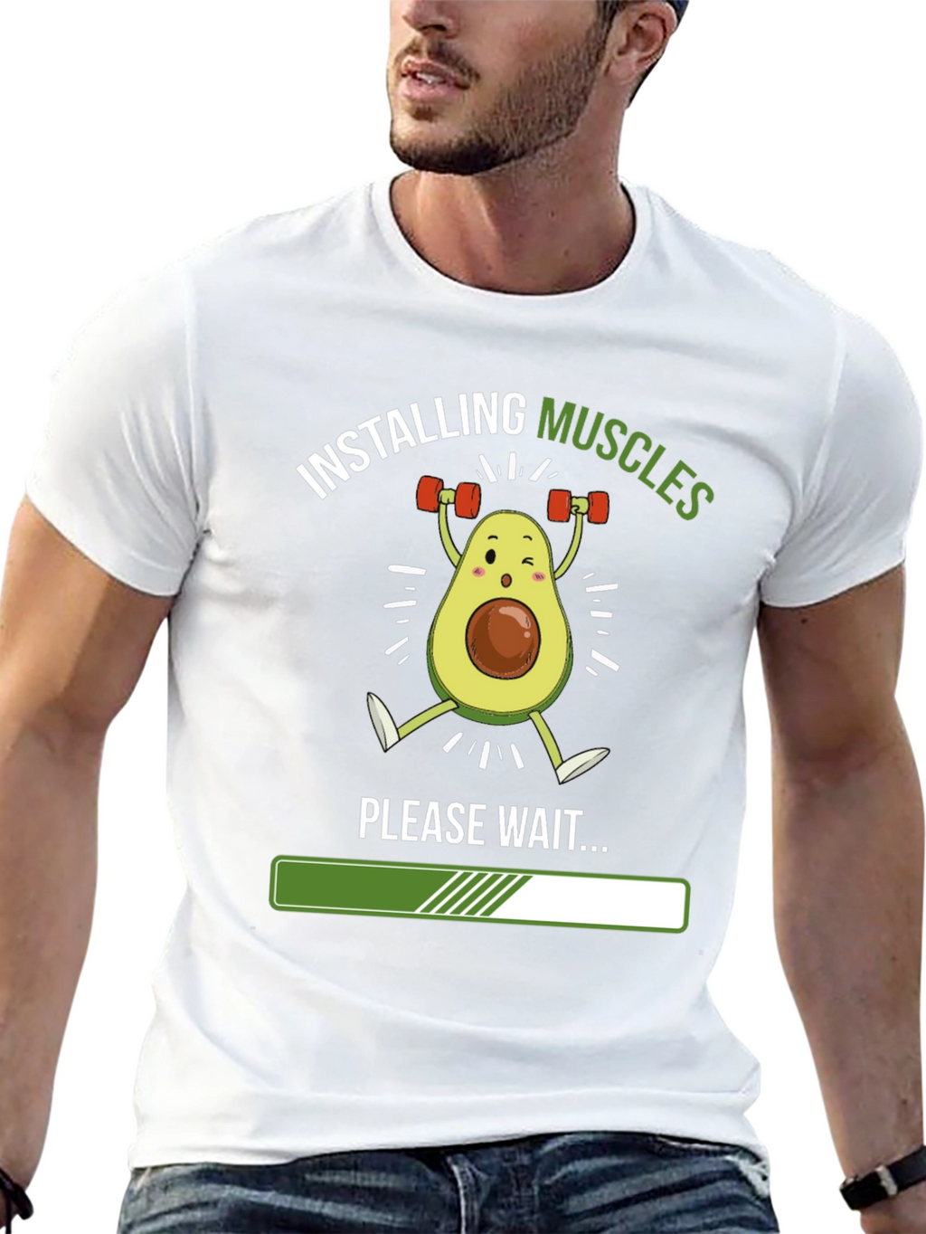 Installing Muscles Funny Avocado Gym T-Shirt
