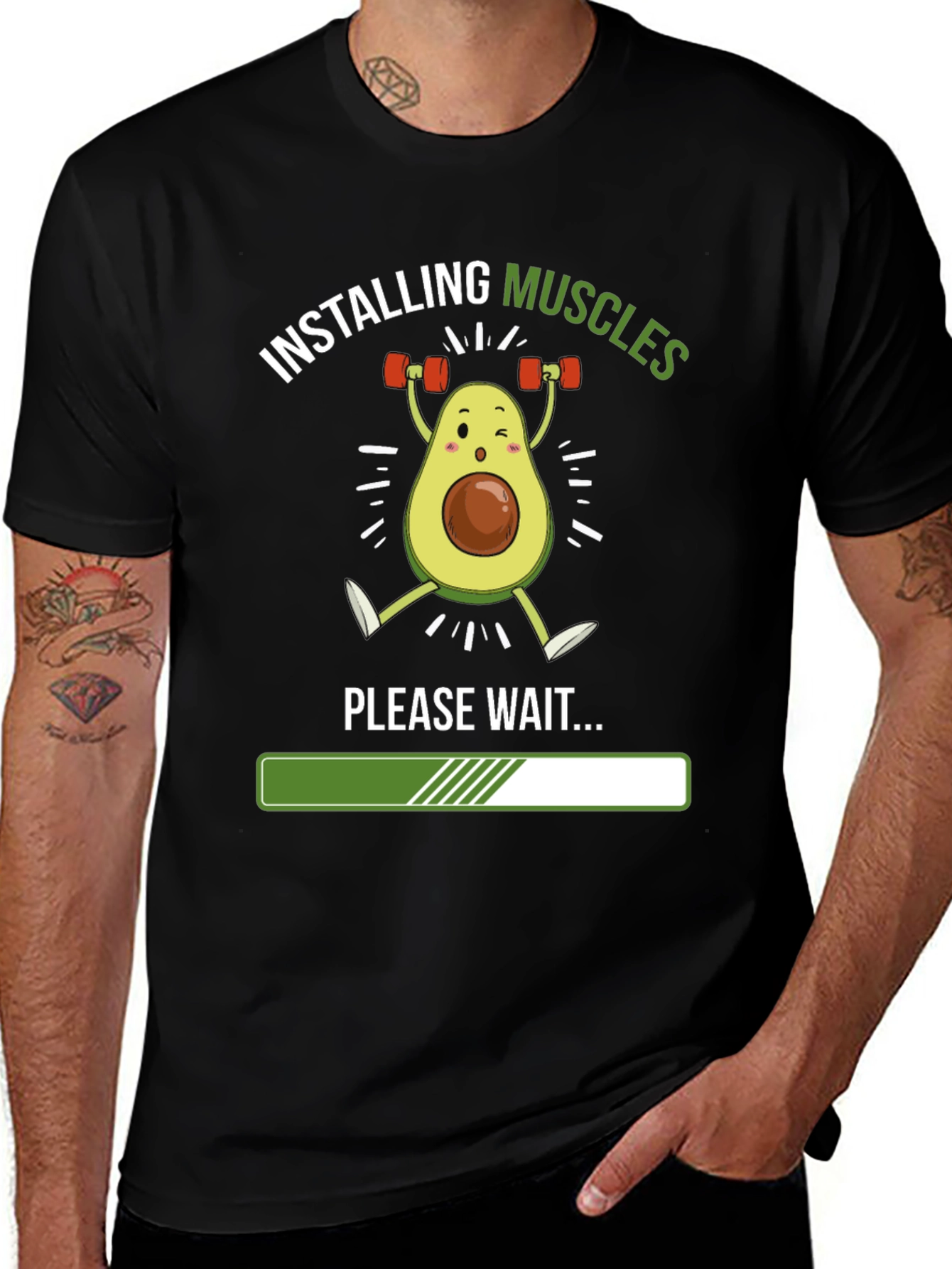 Installing Muscles Funny Avocado Gym T-Shirt