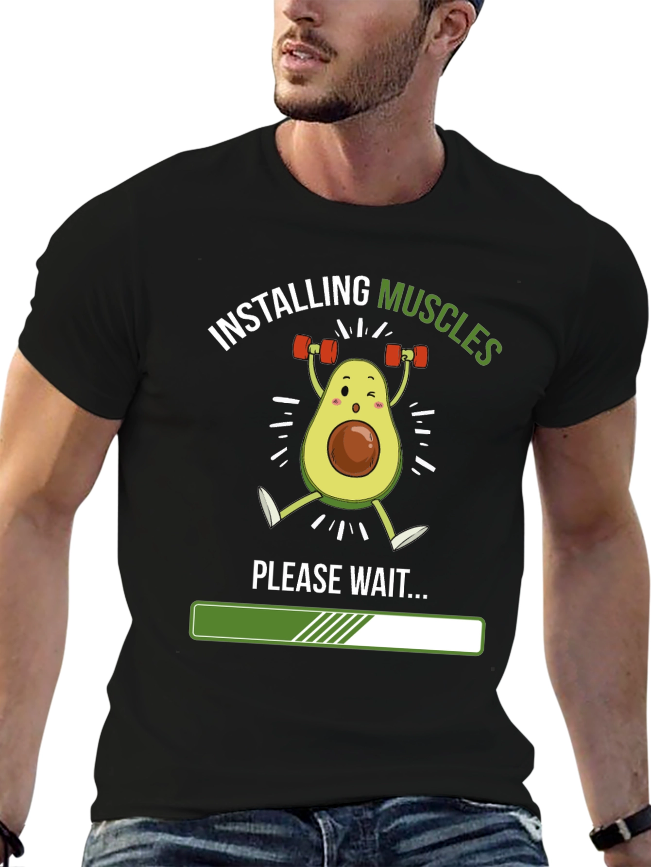 Installing Muscles Funny Avocado Gym T-Shirt