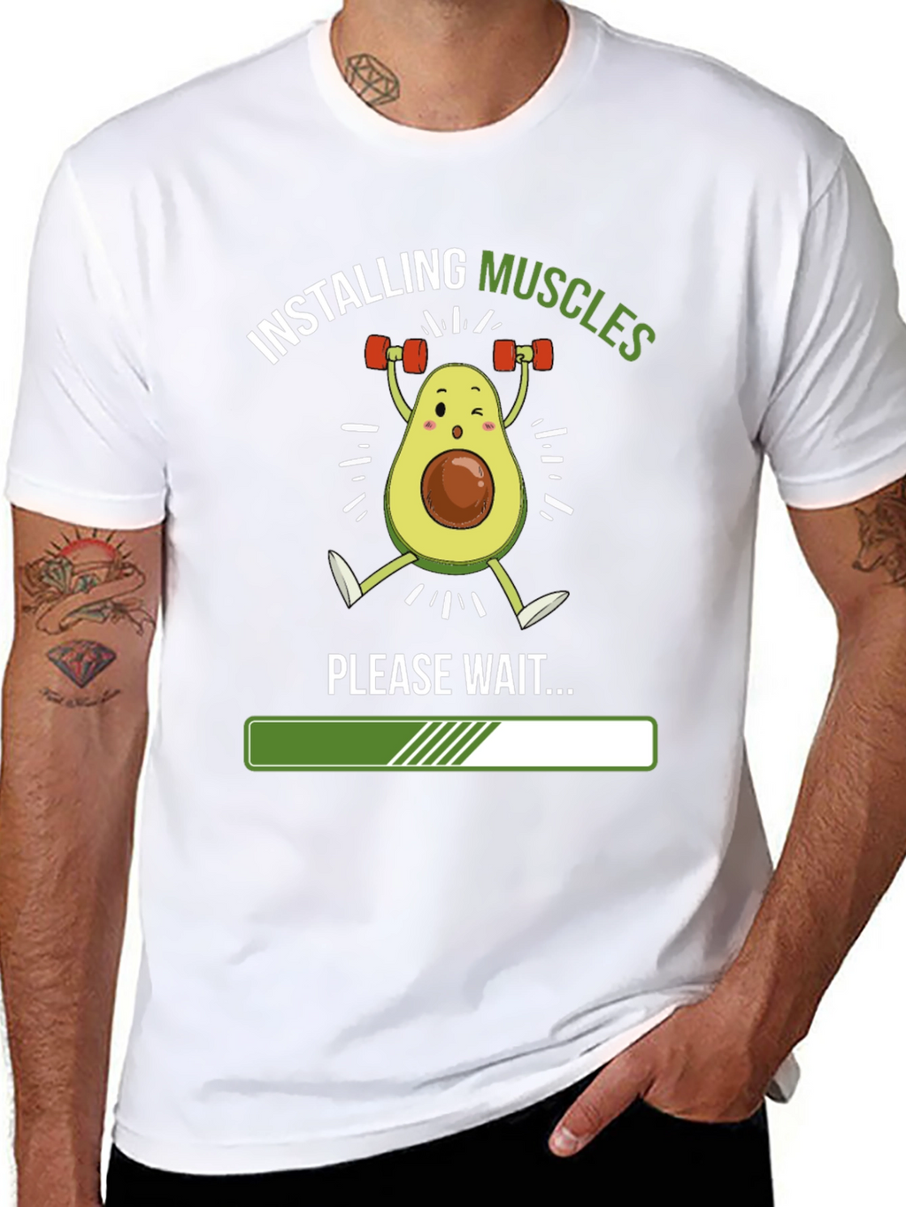 Installing Muscles Funny Avocado Gym T-Shirt
