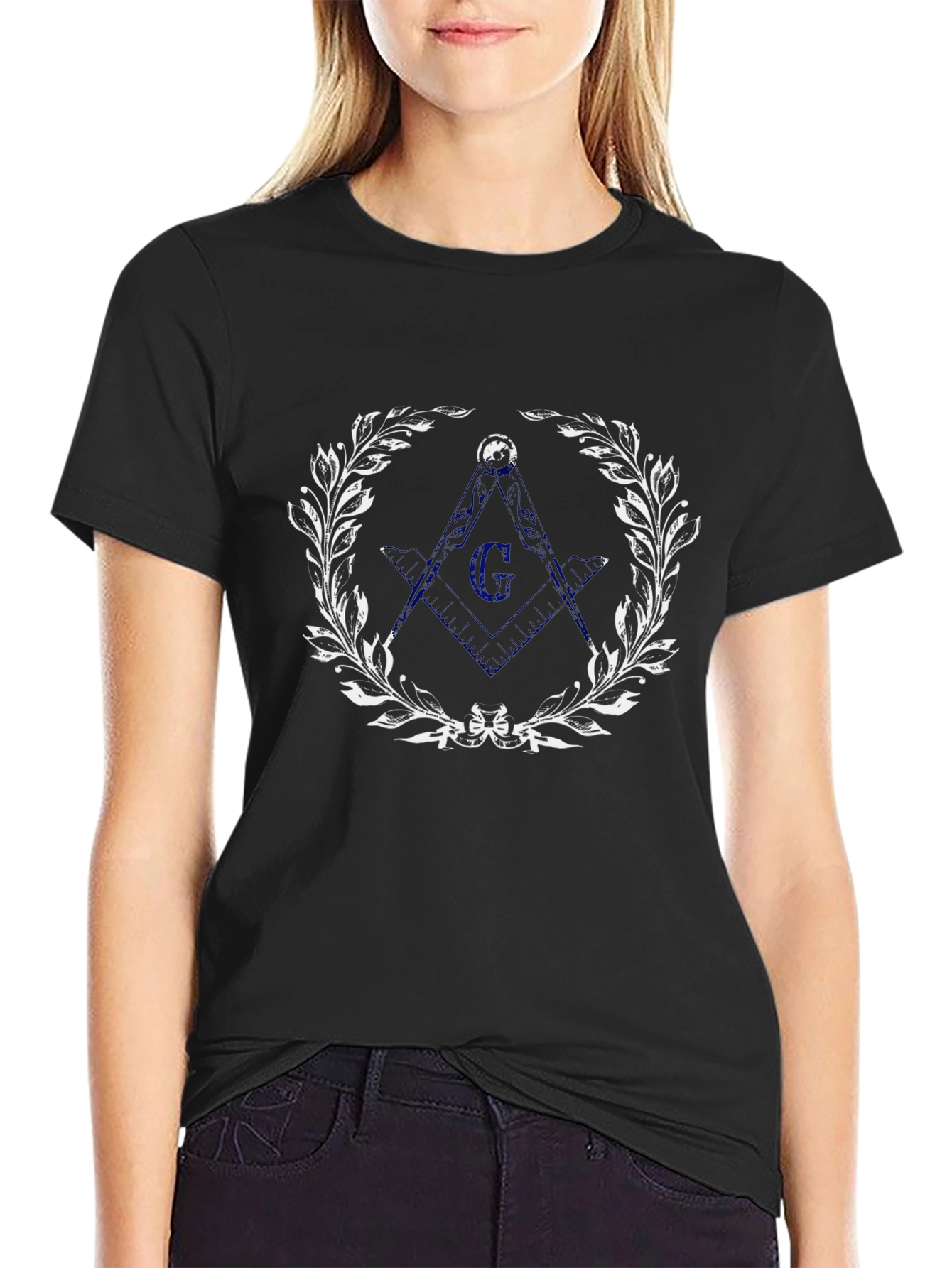 Masonic T-Shirt - Square & Compasses Wreath Graphic Tee