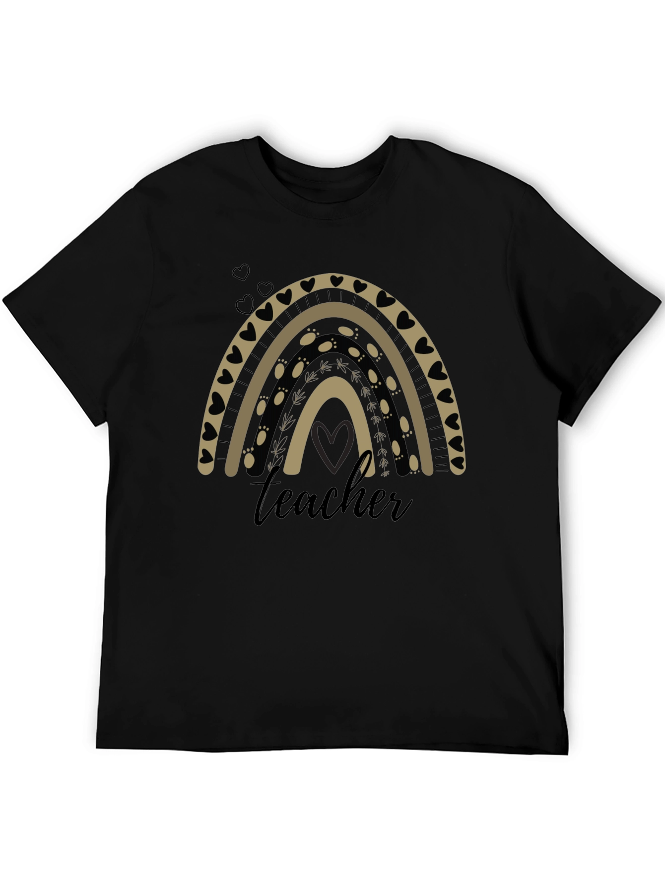 Teacher Rainbow Graphic T-Shirt - Black