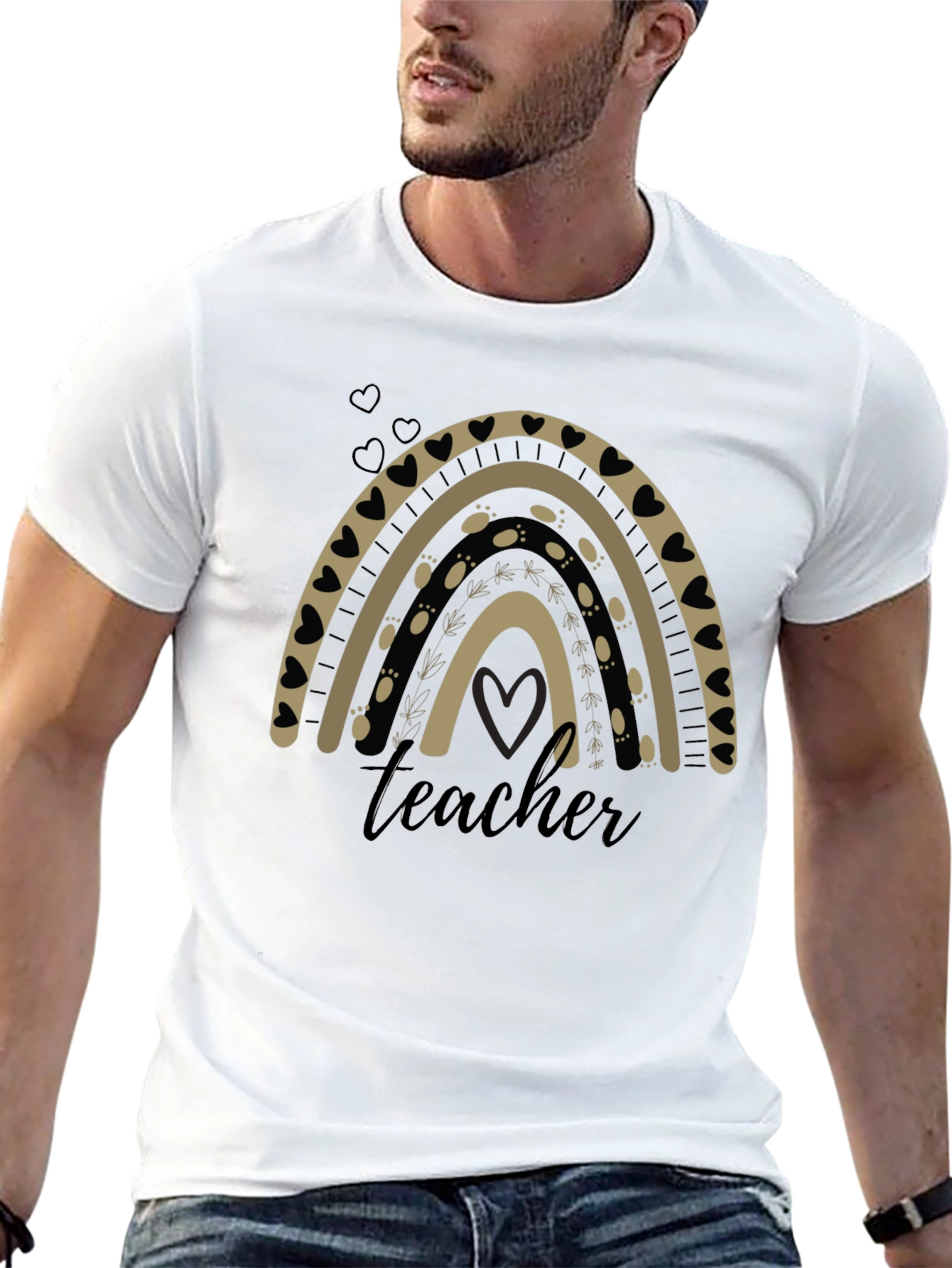Teacher Rainbow Graphic T-Shirt - Black