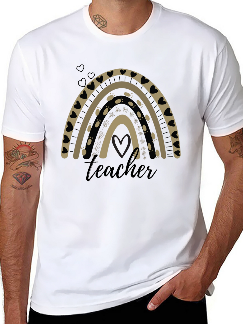 Teacher Rainbow Graphic T-Shirt - Black