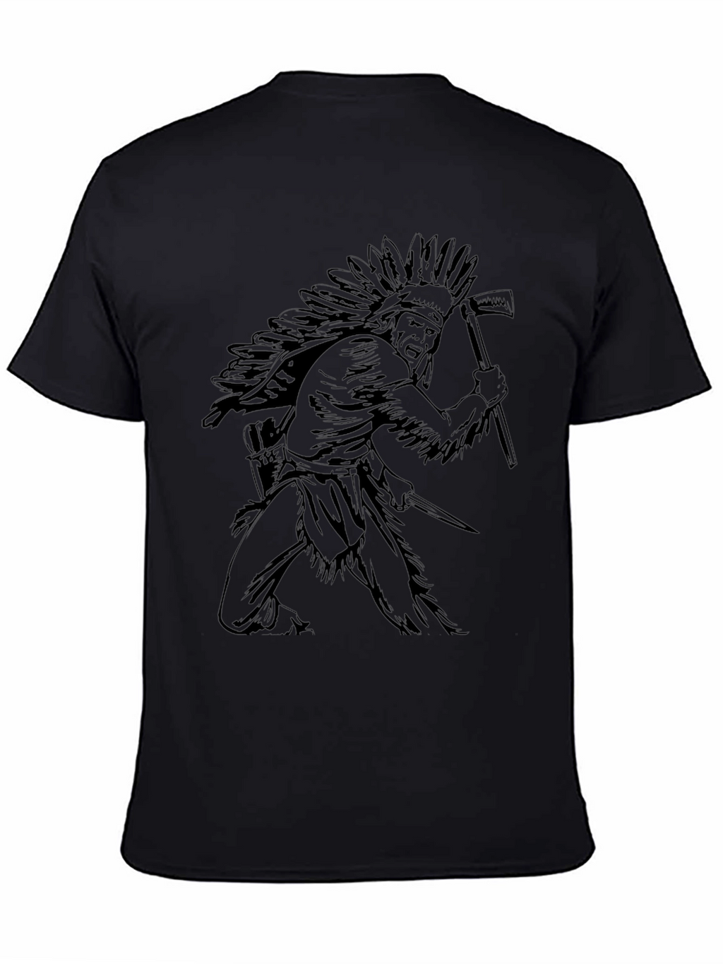 Native American Chief Graphic T-Shirt - Black