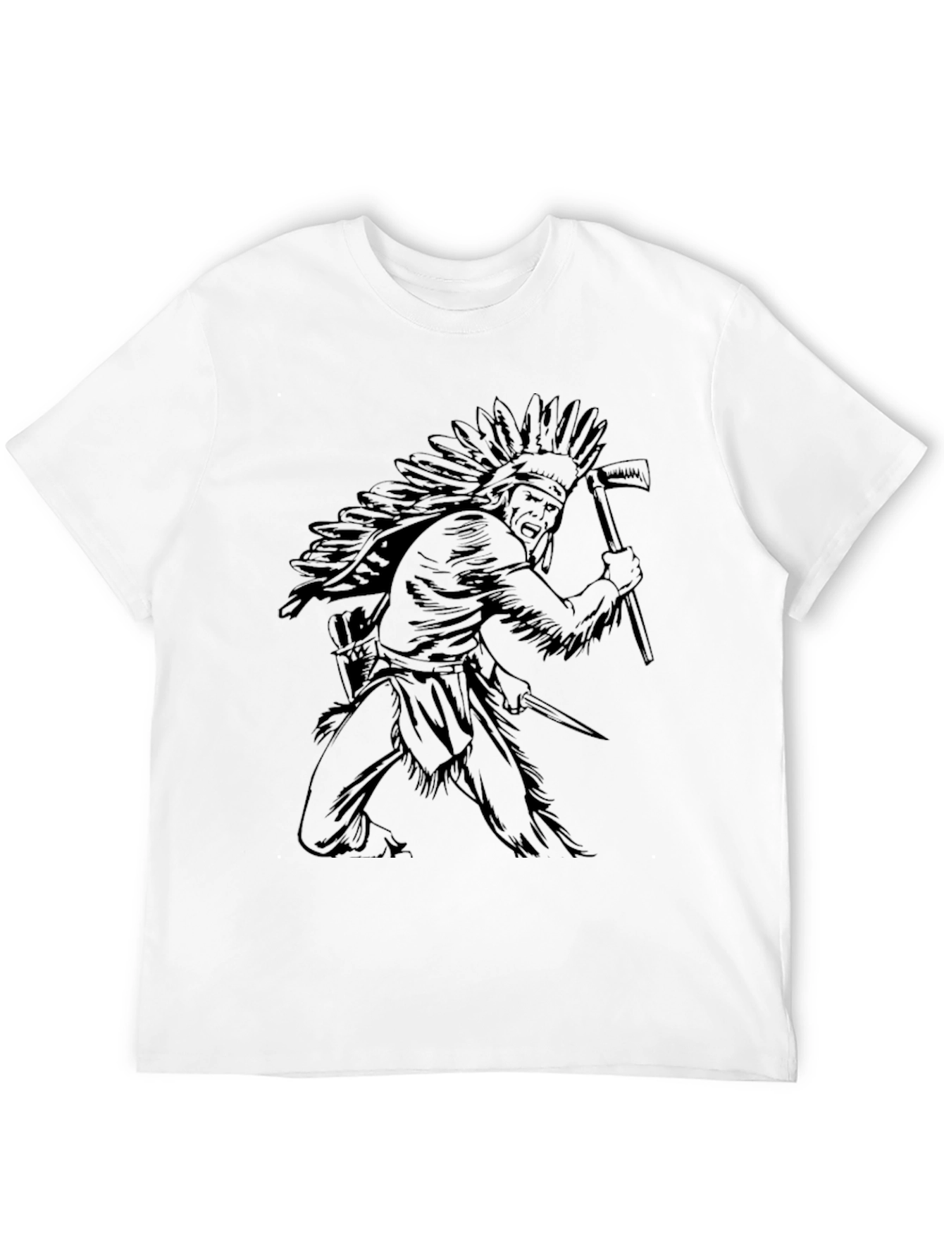 Native American Chief Graphic T-Shirt - Black