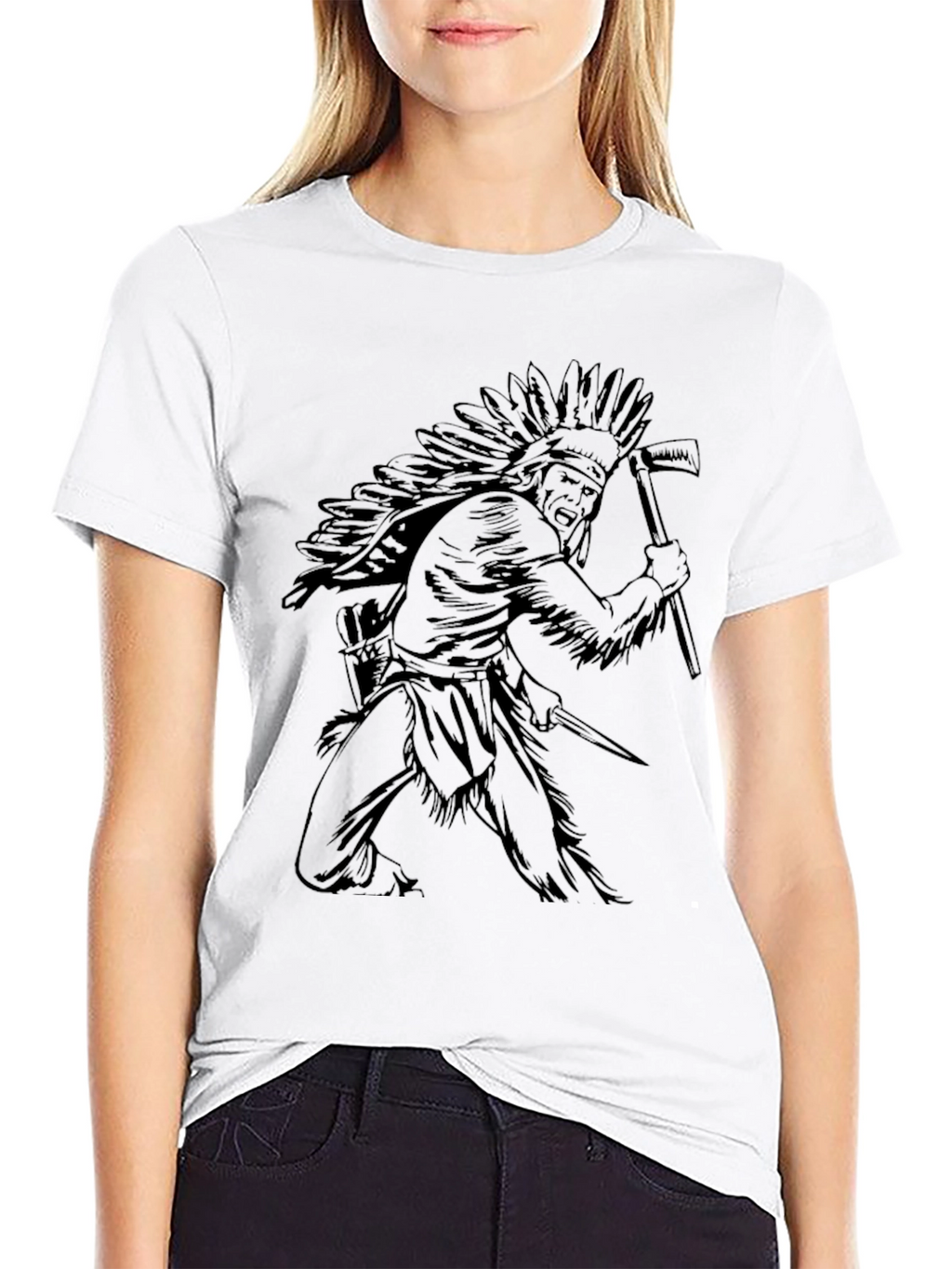Native American Chief Graphic T-Shirt - Black