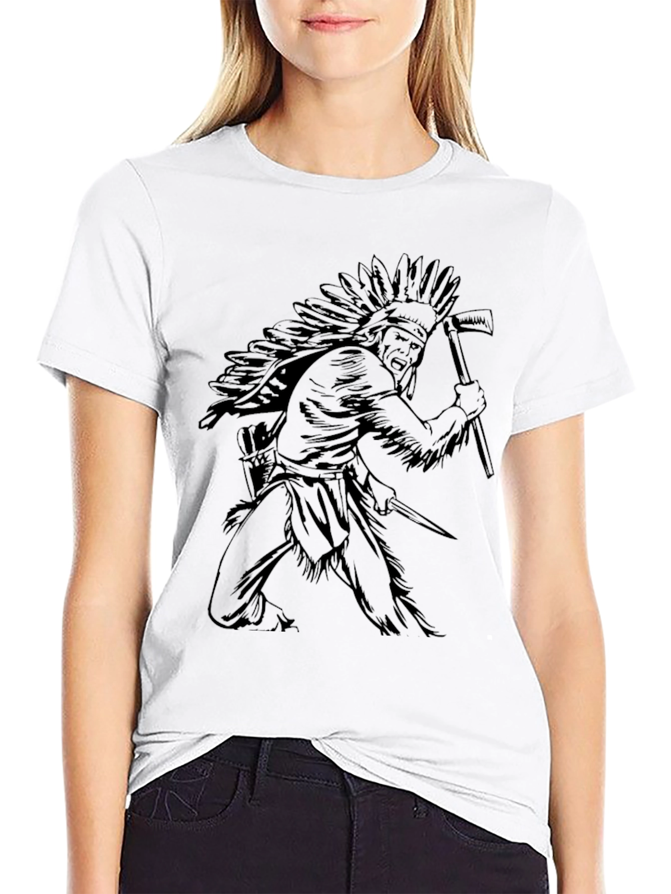 Native American Chief Graphic T-Shirt - Black