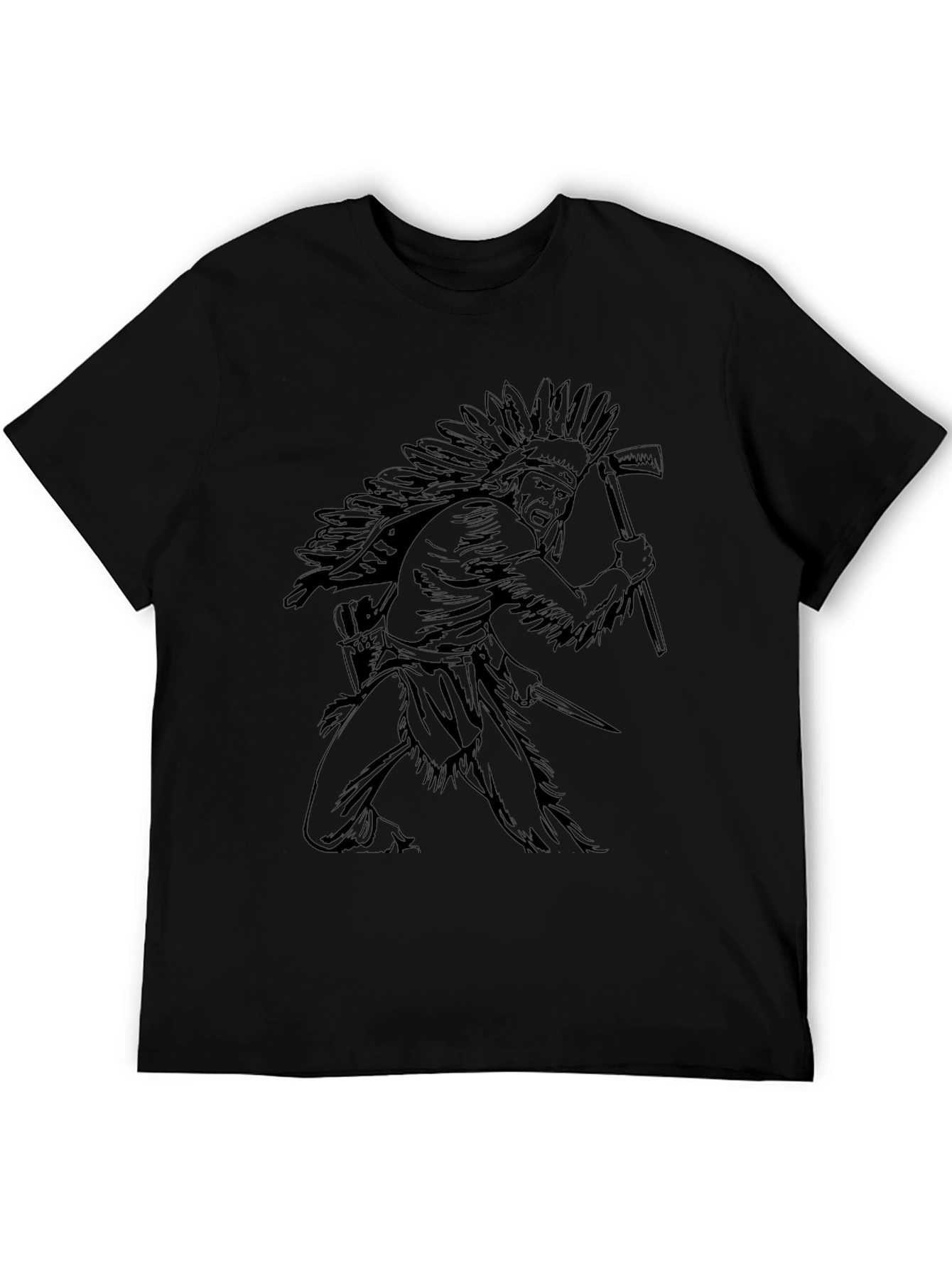 Native American Chief Graphic T-Shirt - Black