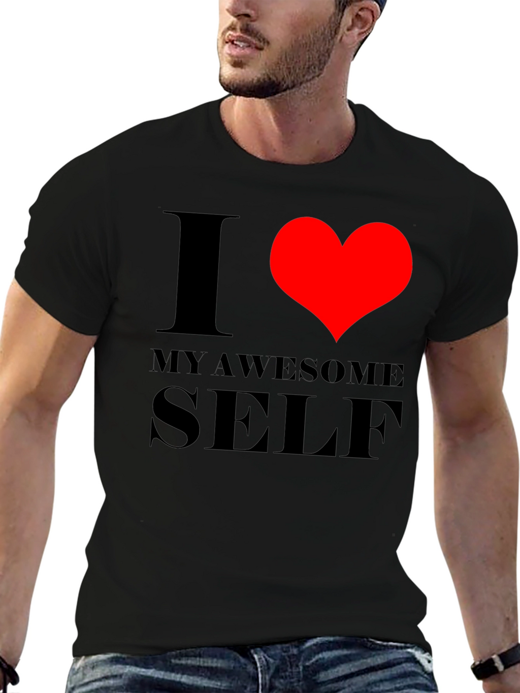 I Love My Awesome Self Graphic Tee - Black