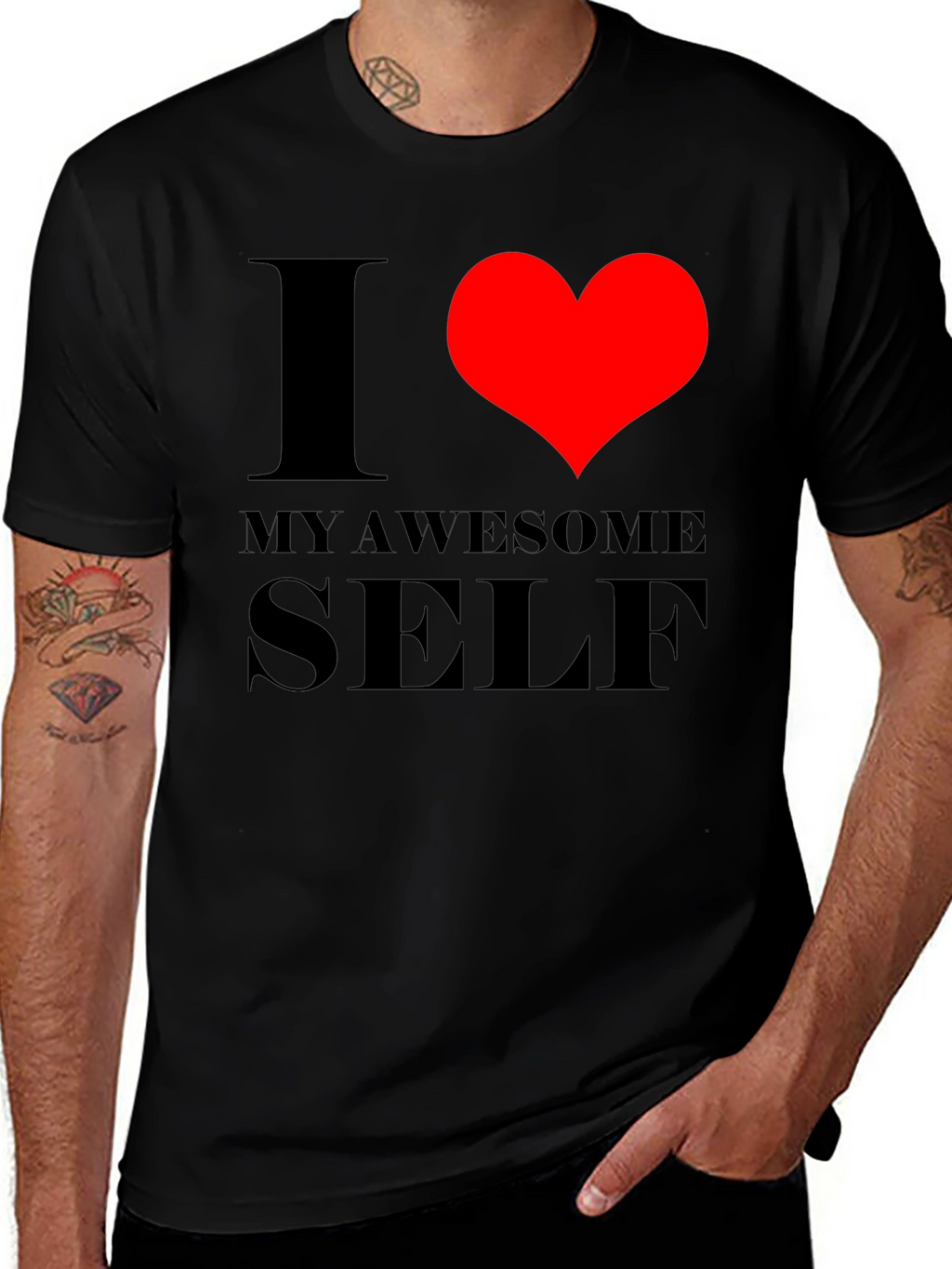 I Love My Awesome Self Graphic Tee - Black