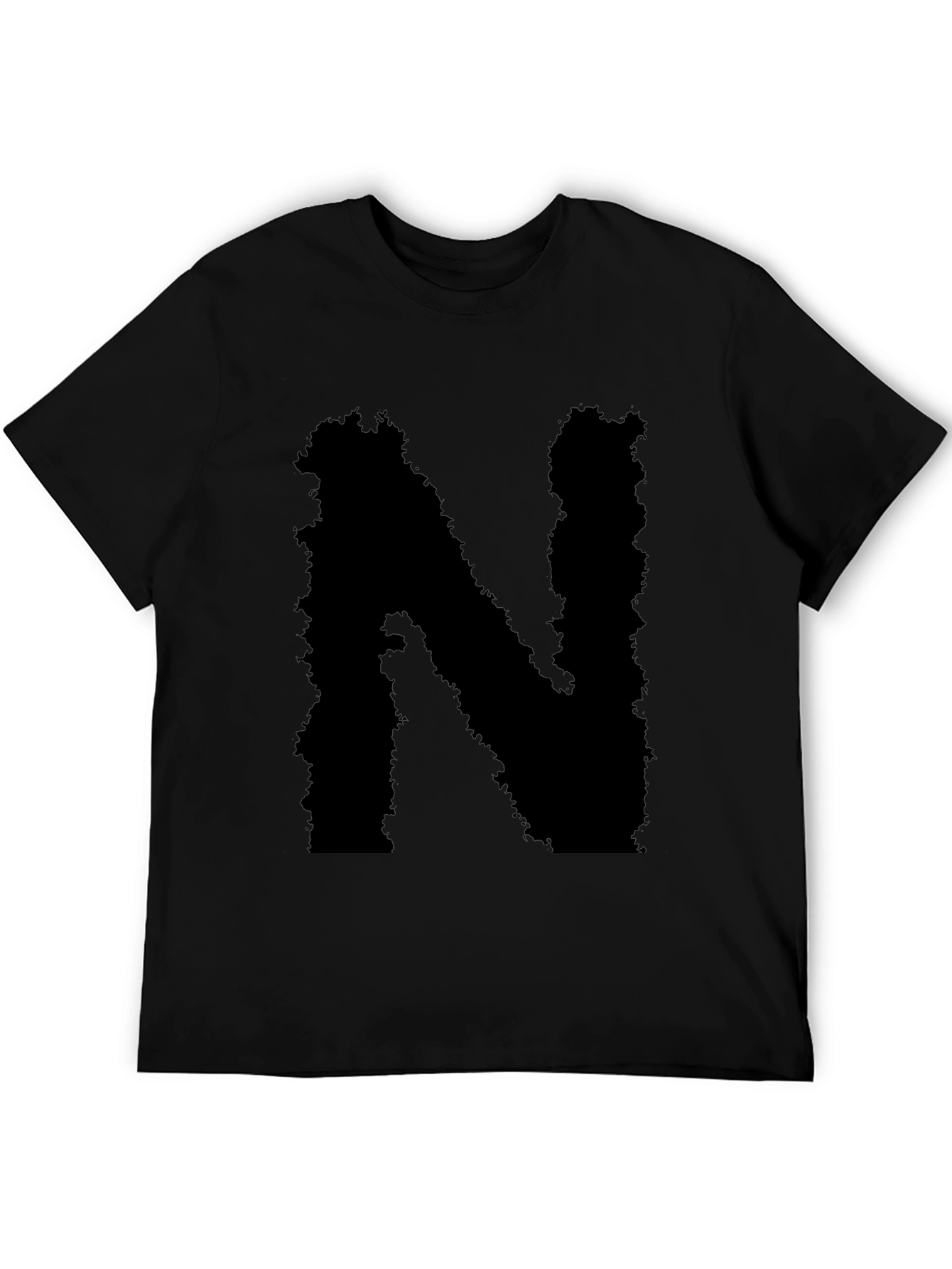 Grunge Letter N Black T-Shirt