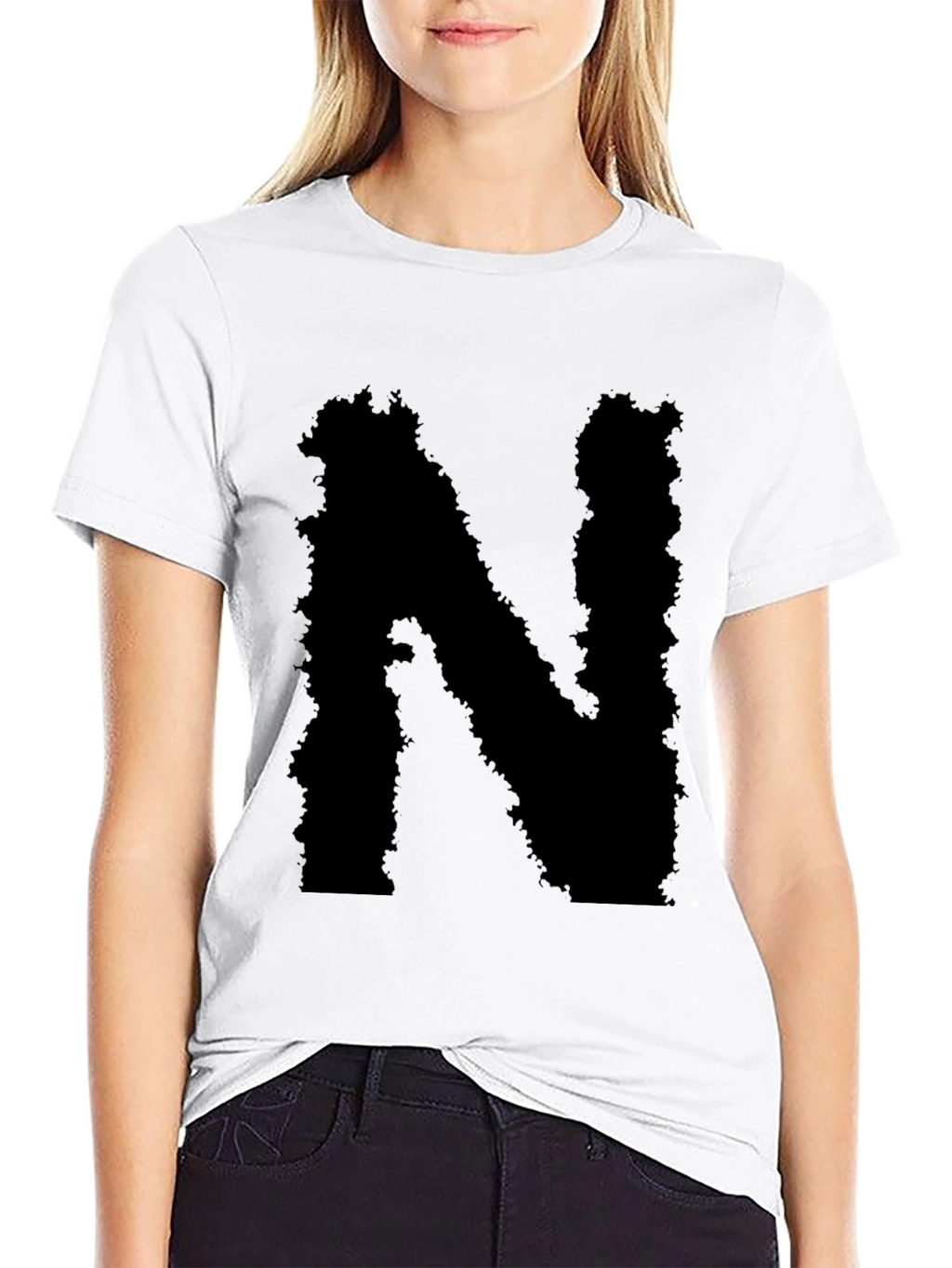 Grunge Letter N Black T-Shirt