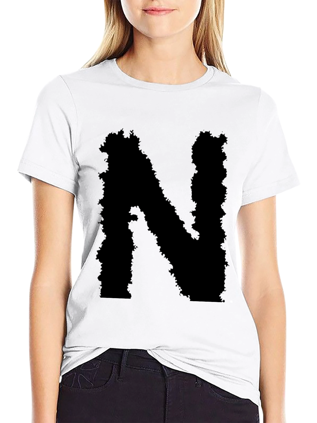 Grunge Letter N Black T-Shirt