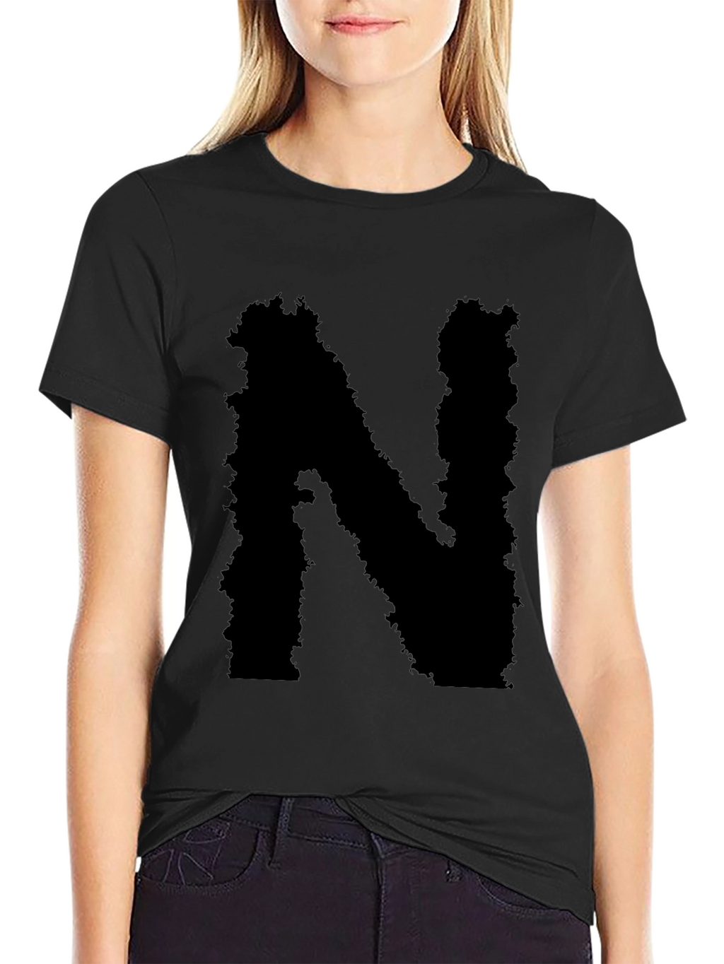 Grunge Letter N Black T-Shirt