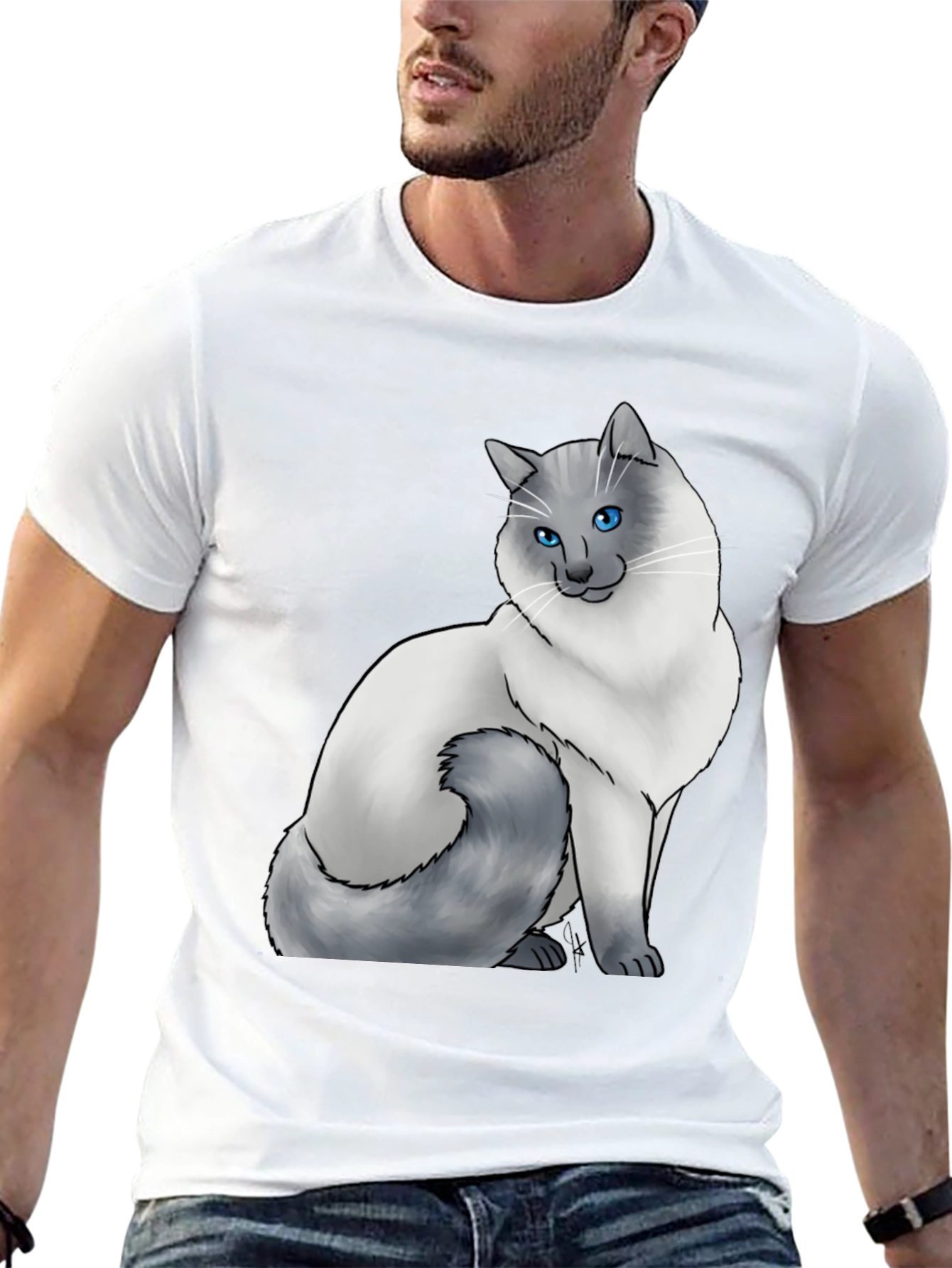 Cat Lover T-Shirt - Blue Eyed Cat Graphic Tee