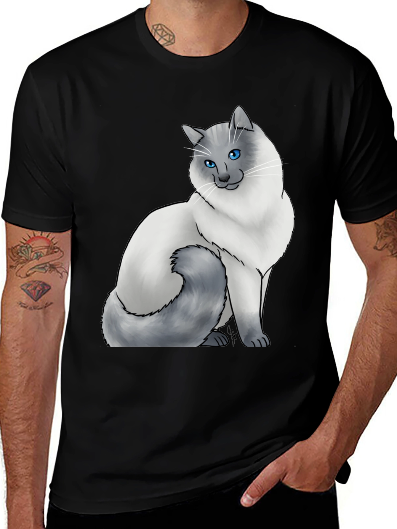 Cat Lover T-Shirt - Blue Eyed Cat Graphic Tee