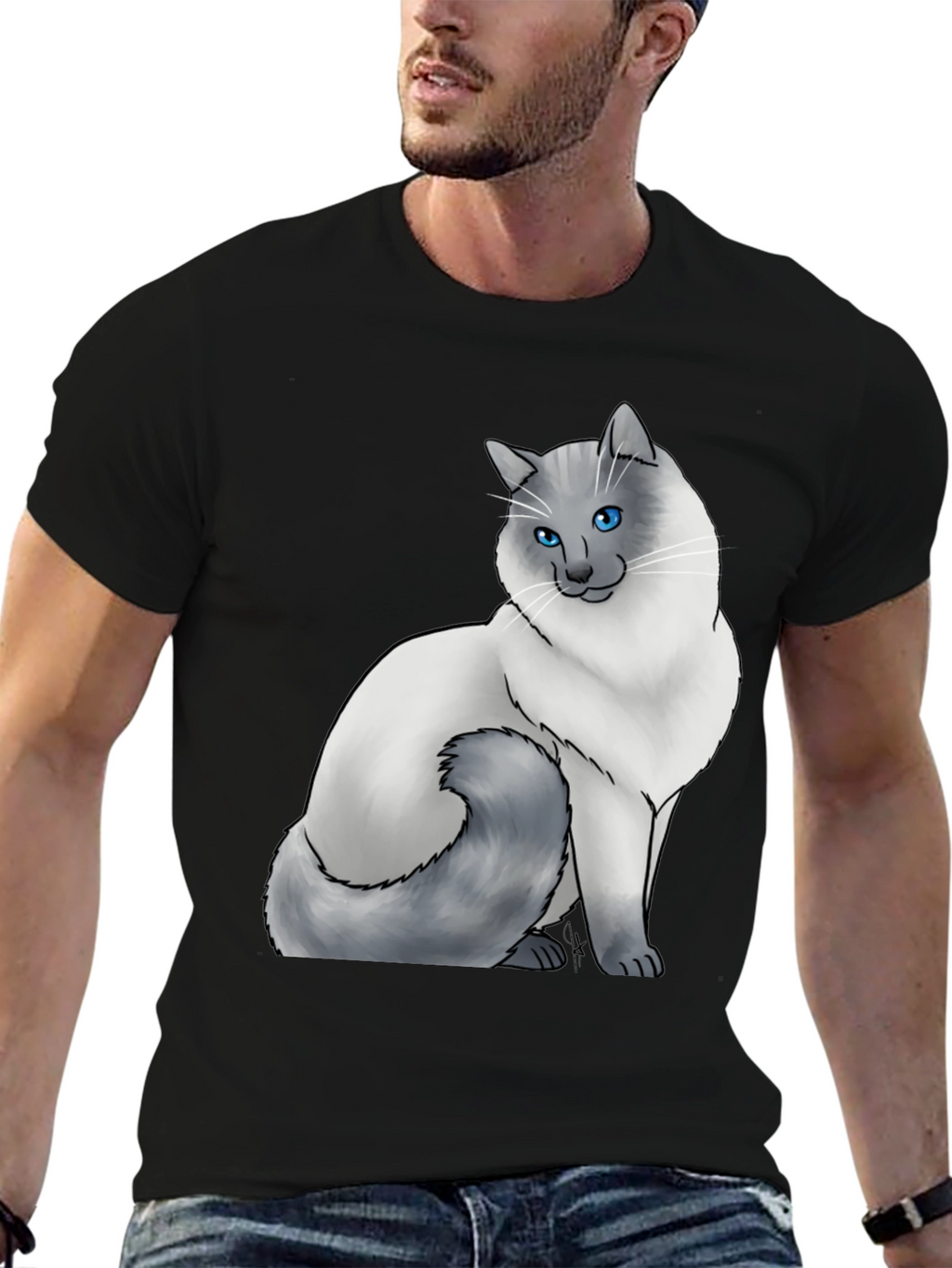 Cat Lover T-Shirt - Blue Eyed Cat Graphic Tee